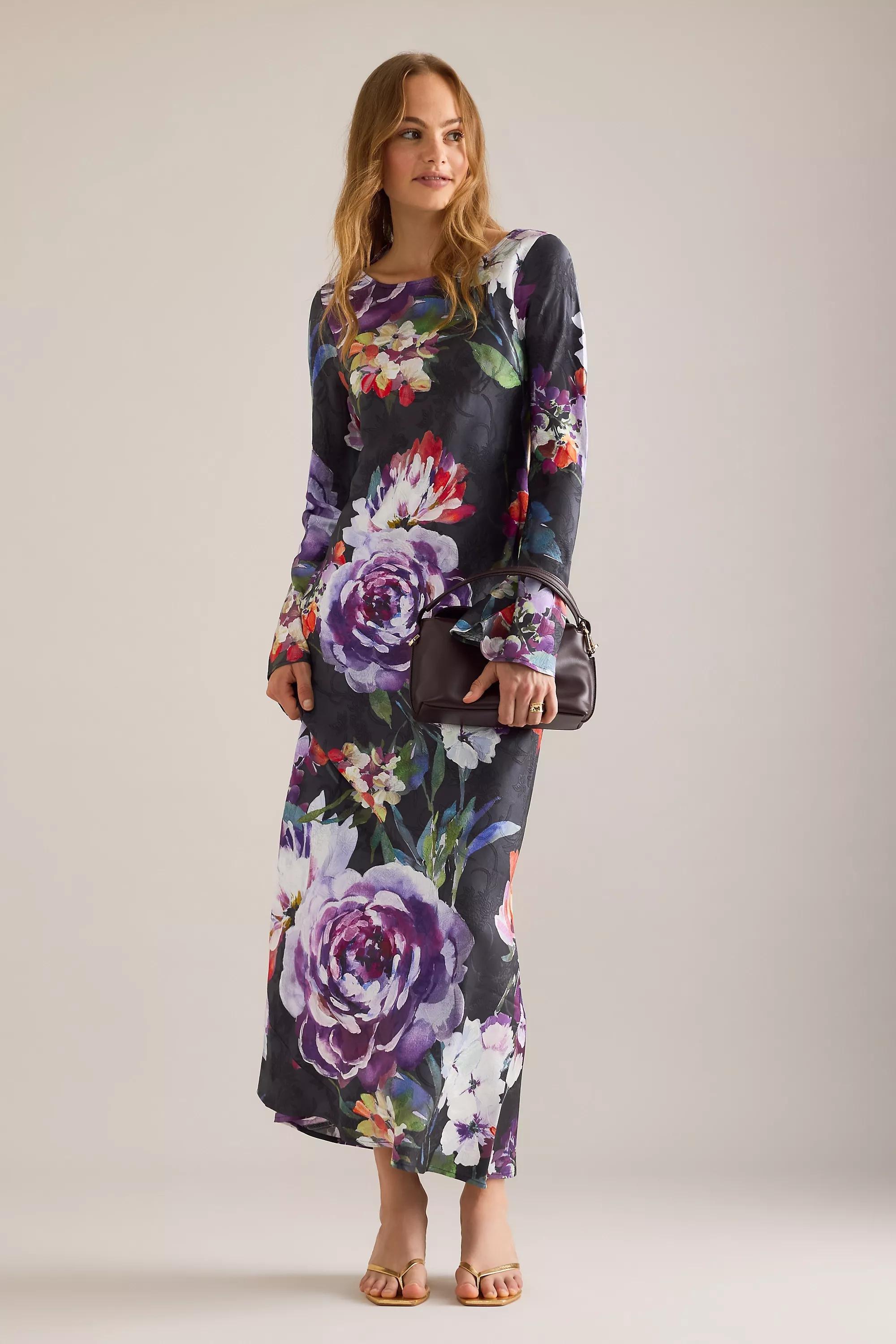 Kachel Becky Floral Long-Sleeve Maxi Dress, Black, , large image number 3