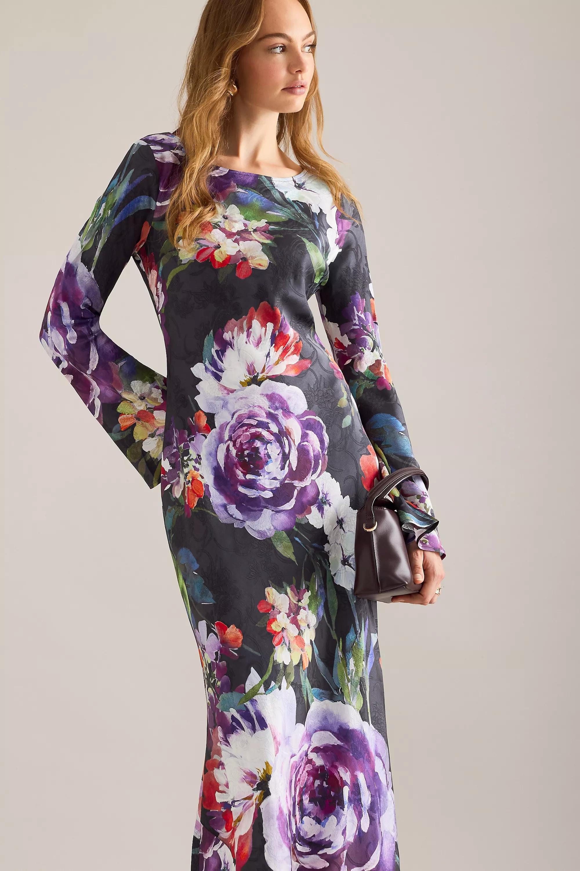 Kachel Becky Floral Long-Sleeve Maxi Dress, Black, , large image number 4