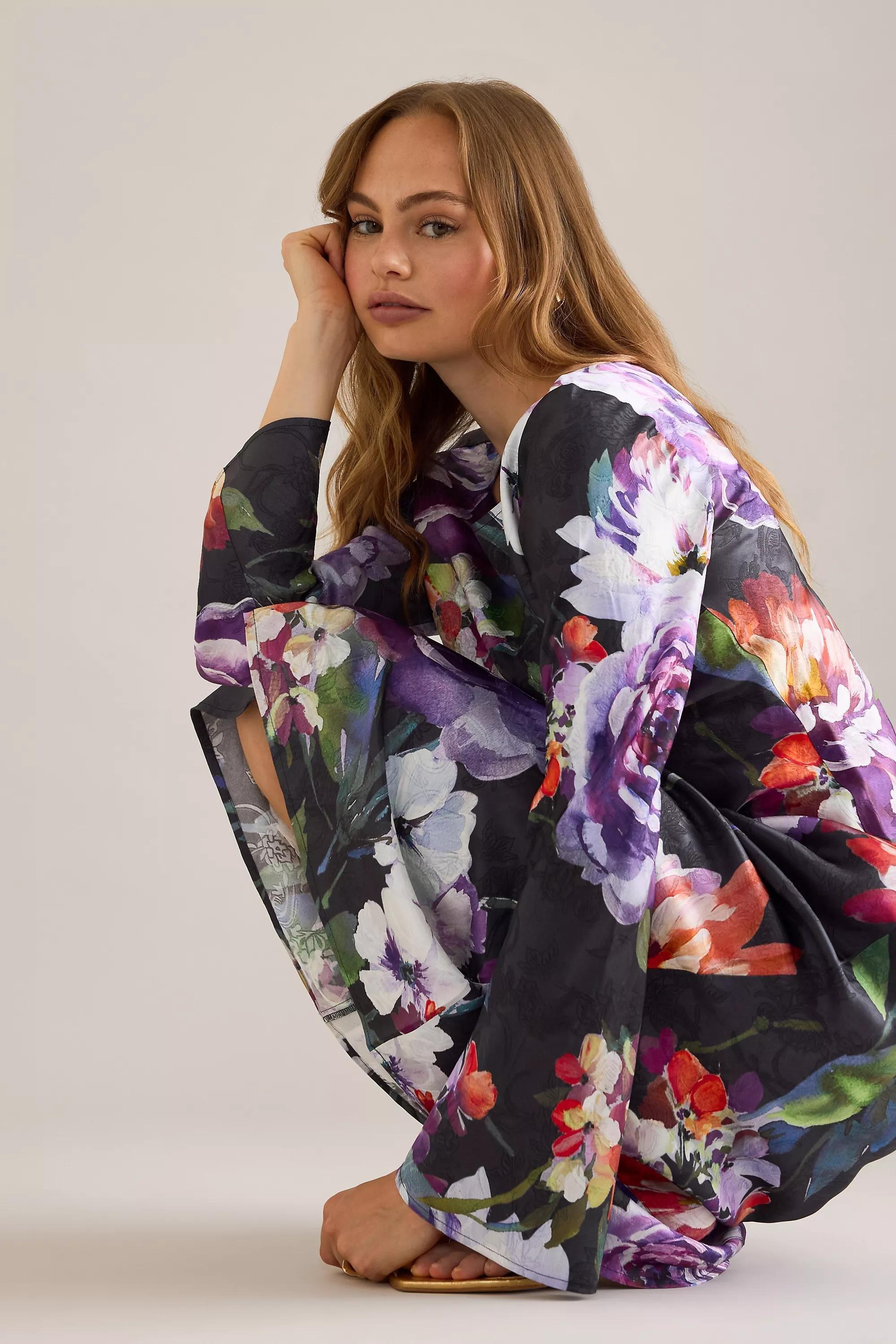 Kachel Becky Floral Long-Sleeve Maxi Dress, Black, , large image number 5