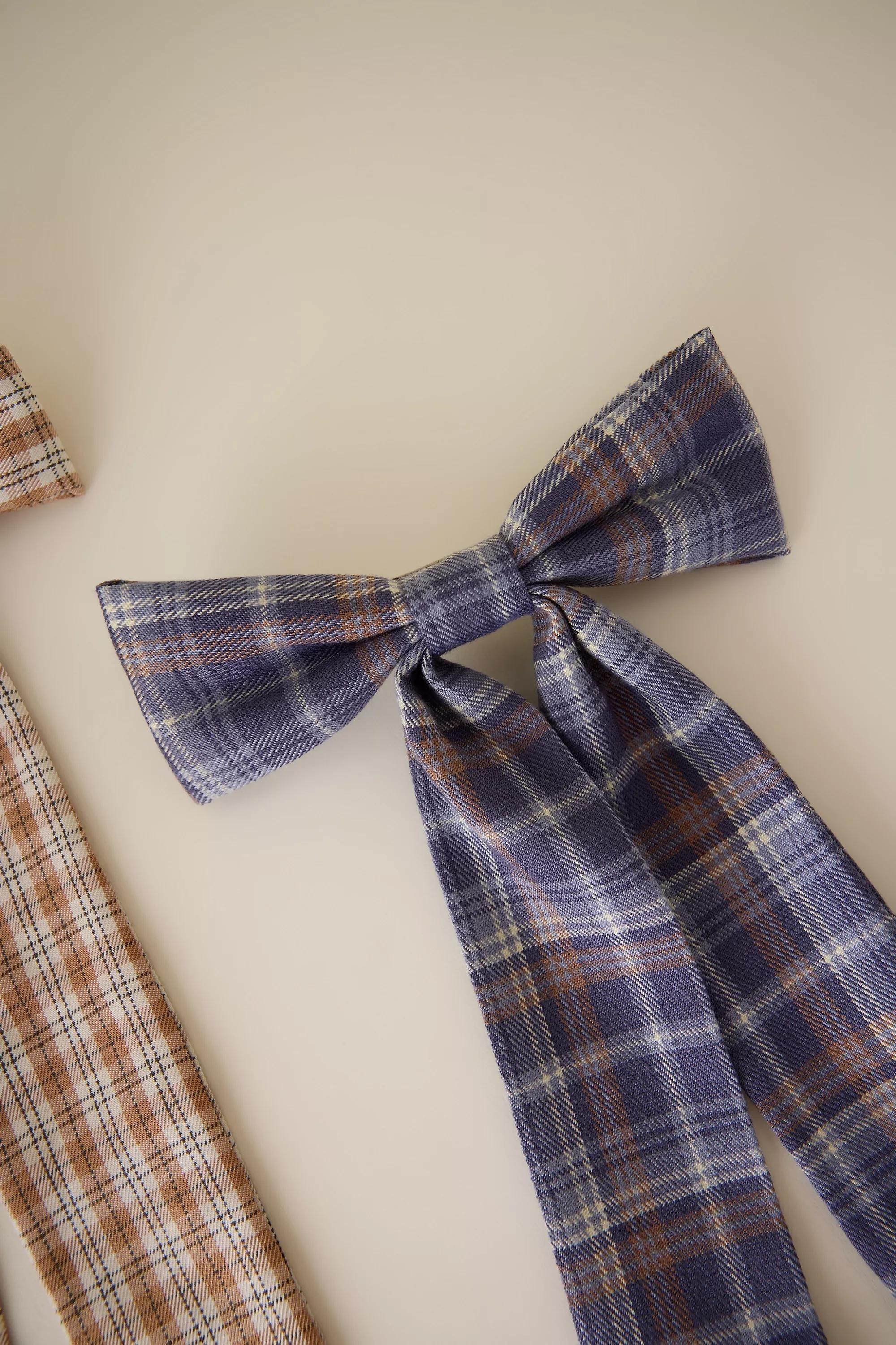 Check Hair Bows, Set Of 2, Multicolour, A501_0000, large image number 1