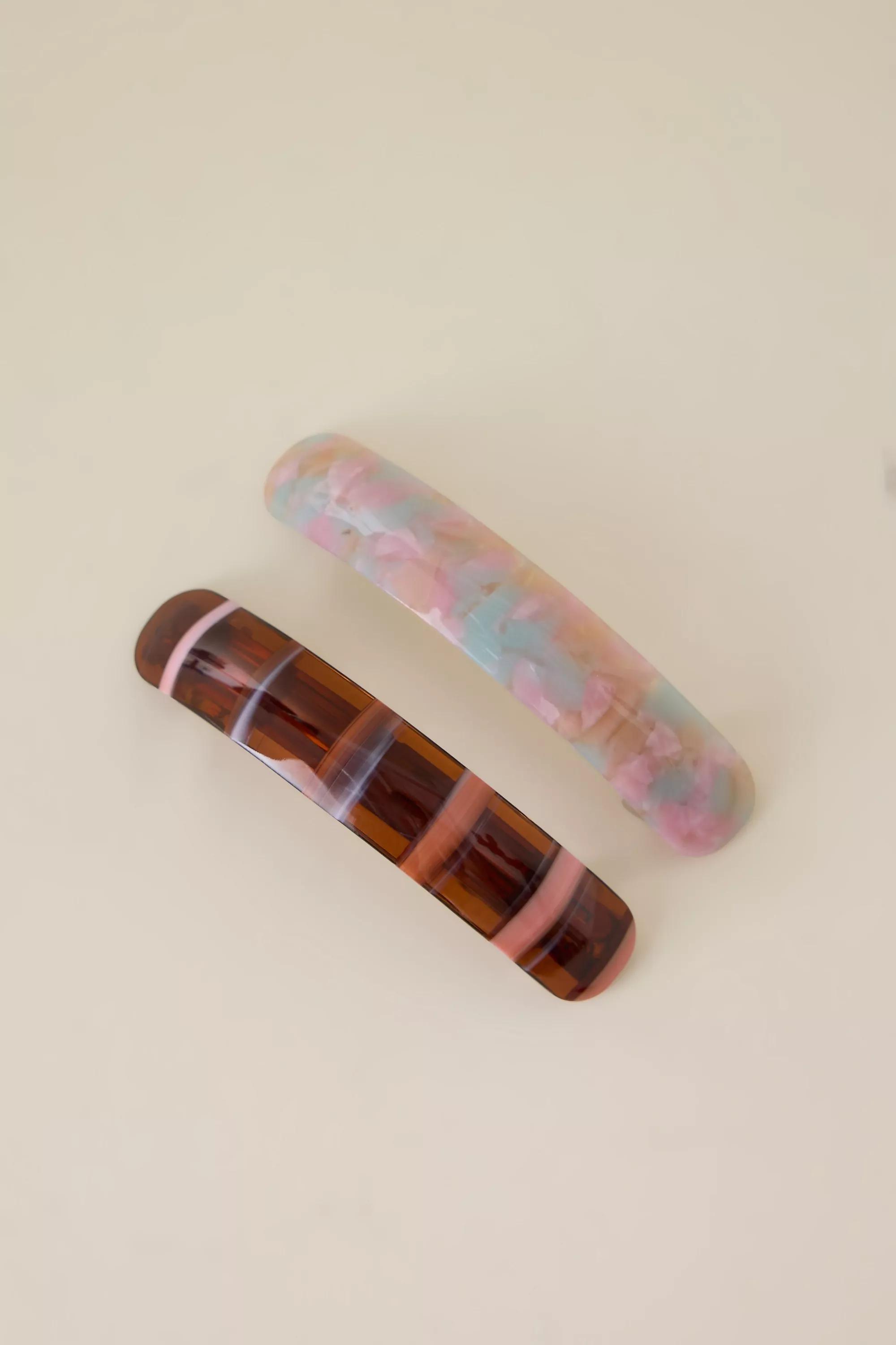 Resin Barrette Hair Clips, Set Of 2, Multicolour, A501_0000, medium