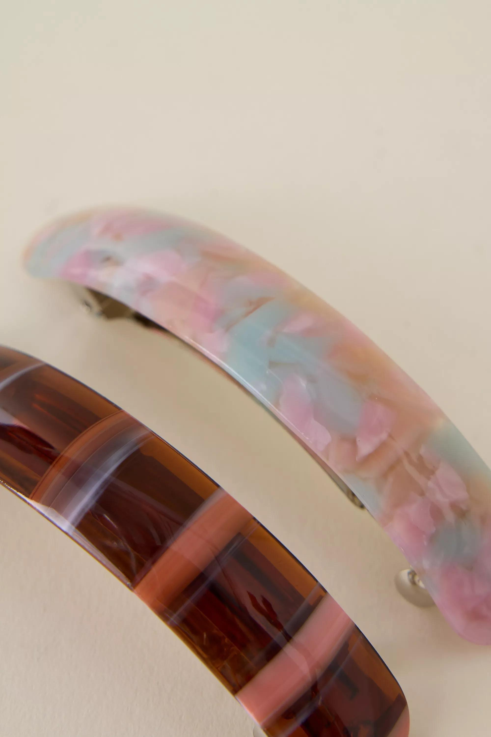 Resin Barrette Hair Clips, Set Of 2, Multicolour, A501_0000, large image number 2