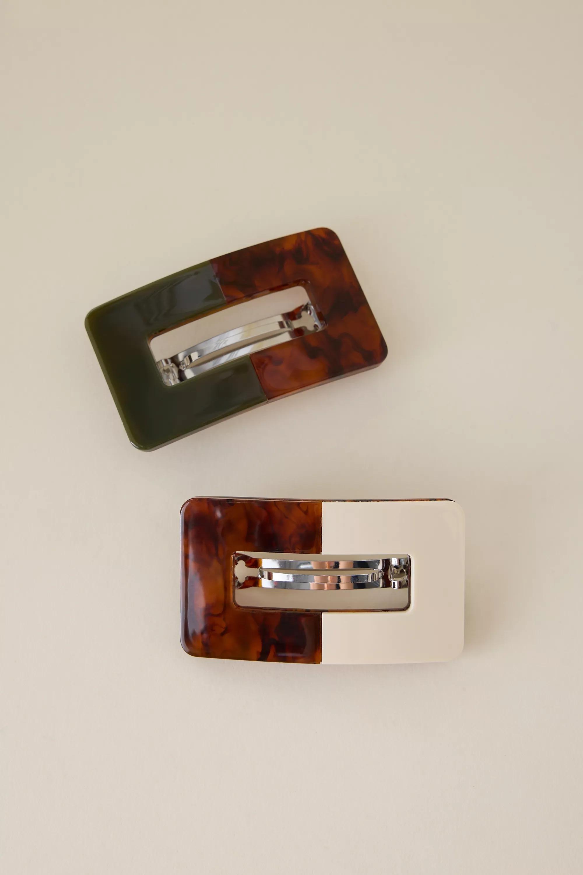 Two-Tone Barrette Hair Clips, Set Of 2, Multicolour, A501_0000, medium