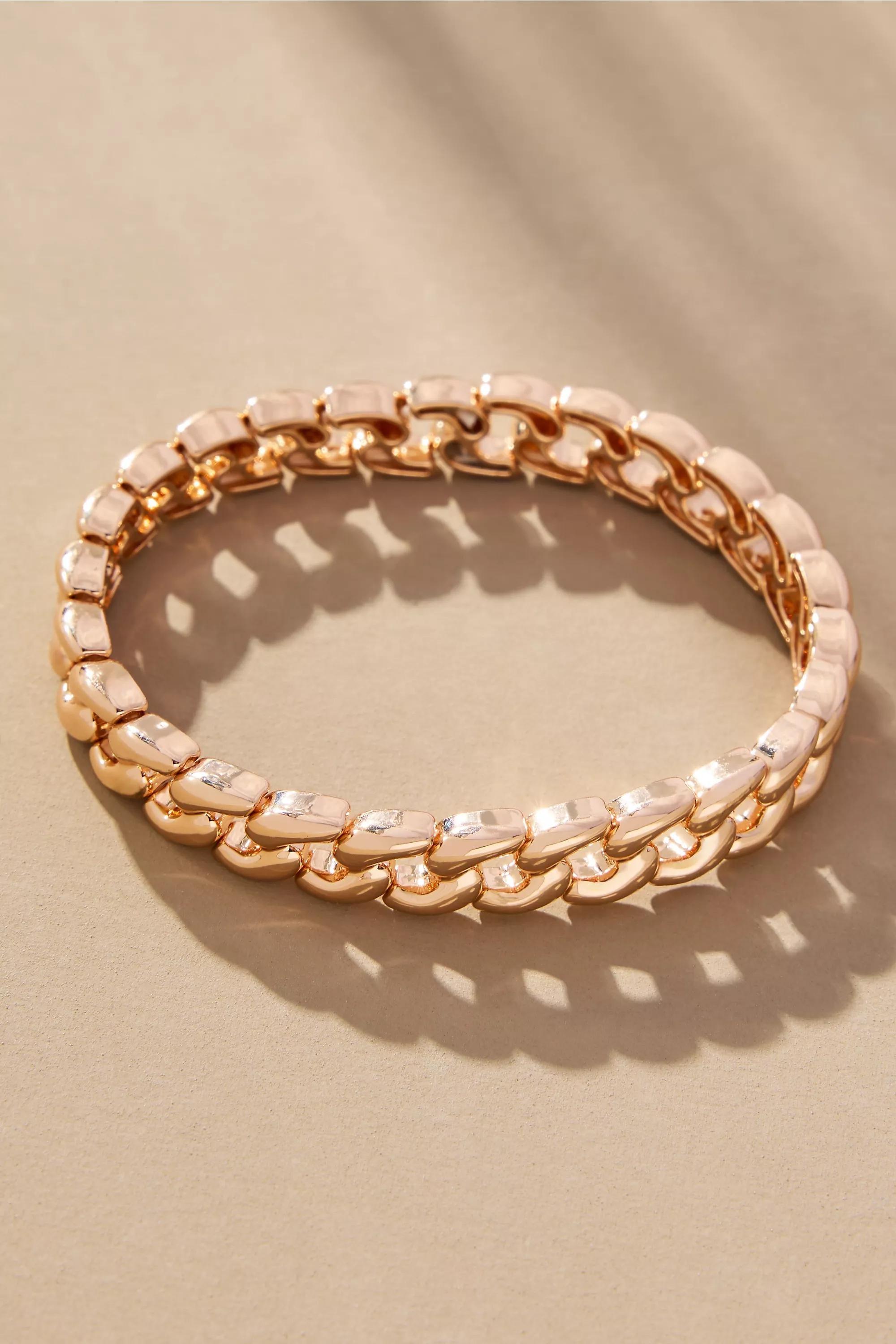 Curb Link Stretch Bracelet, Gold, A501_0070, large image number 0