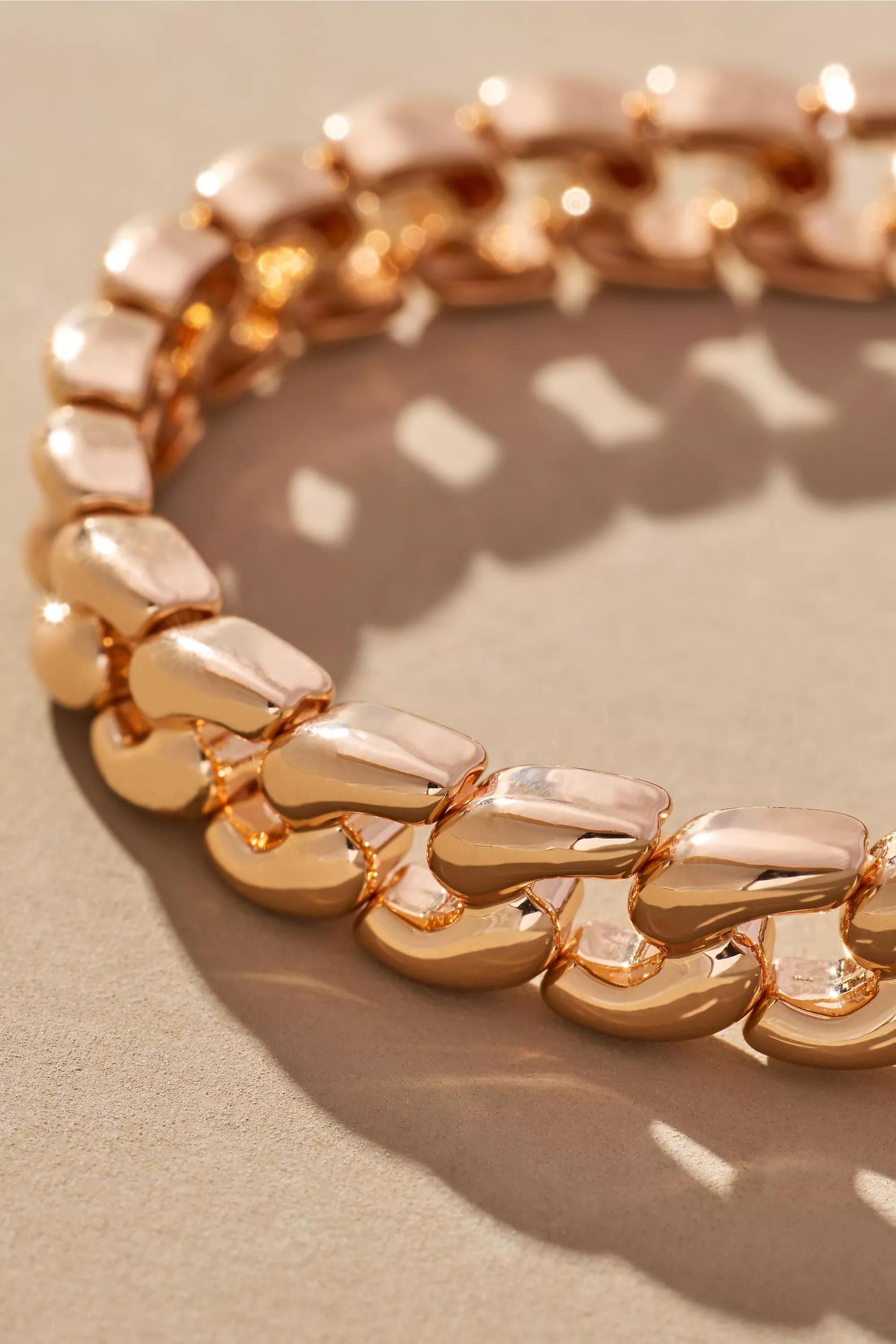 Curb Link Stretch Bracelet, Gold, A501_0070, large image number 1