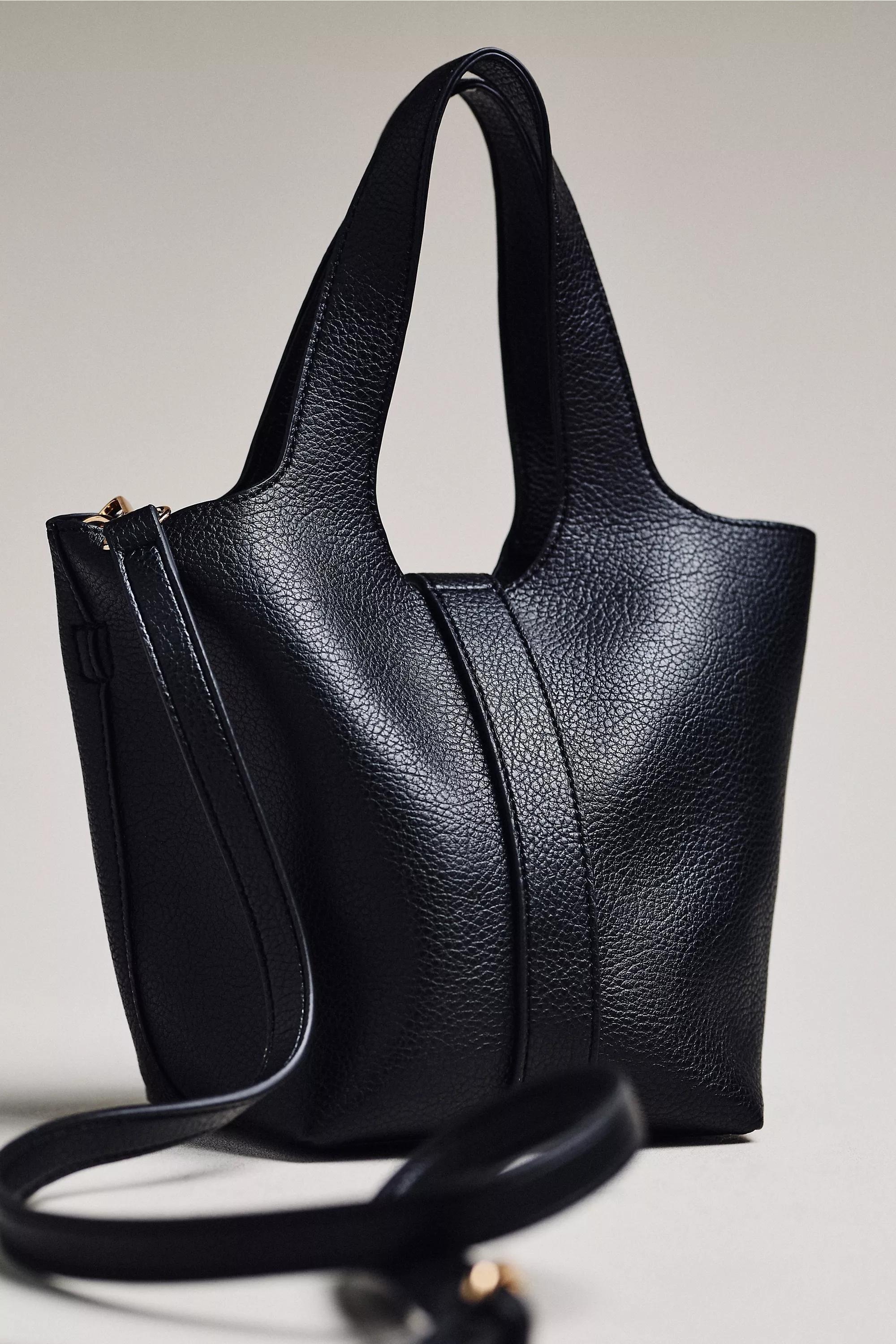 Pebbled Bucket Tote Bag, Black, A501_0001, medium