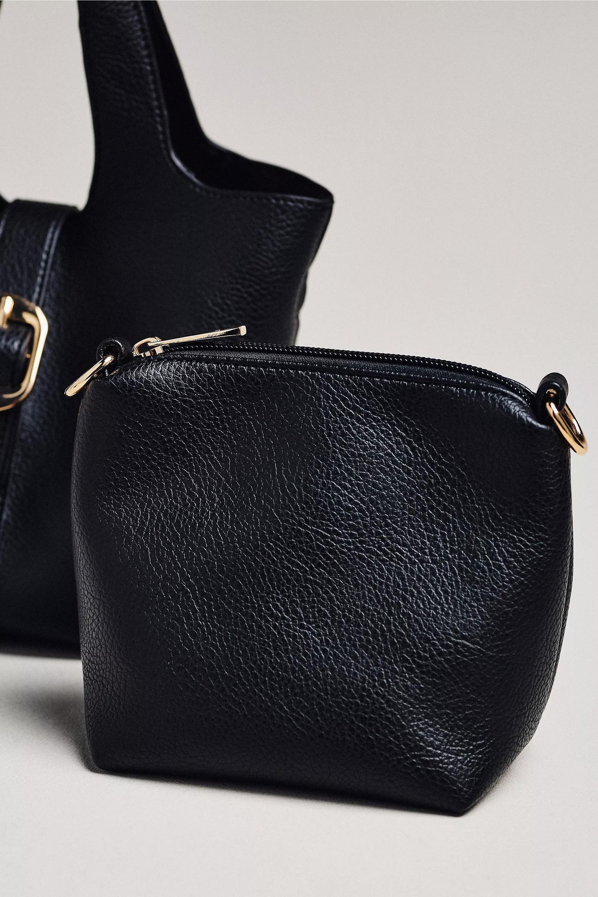 Pebbled Bucket Tote Bag, Black, A501_0001, large image number 2