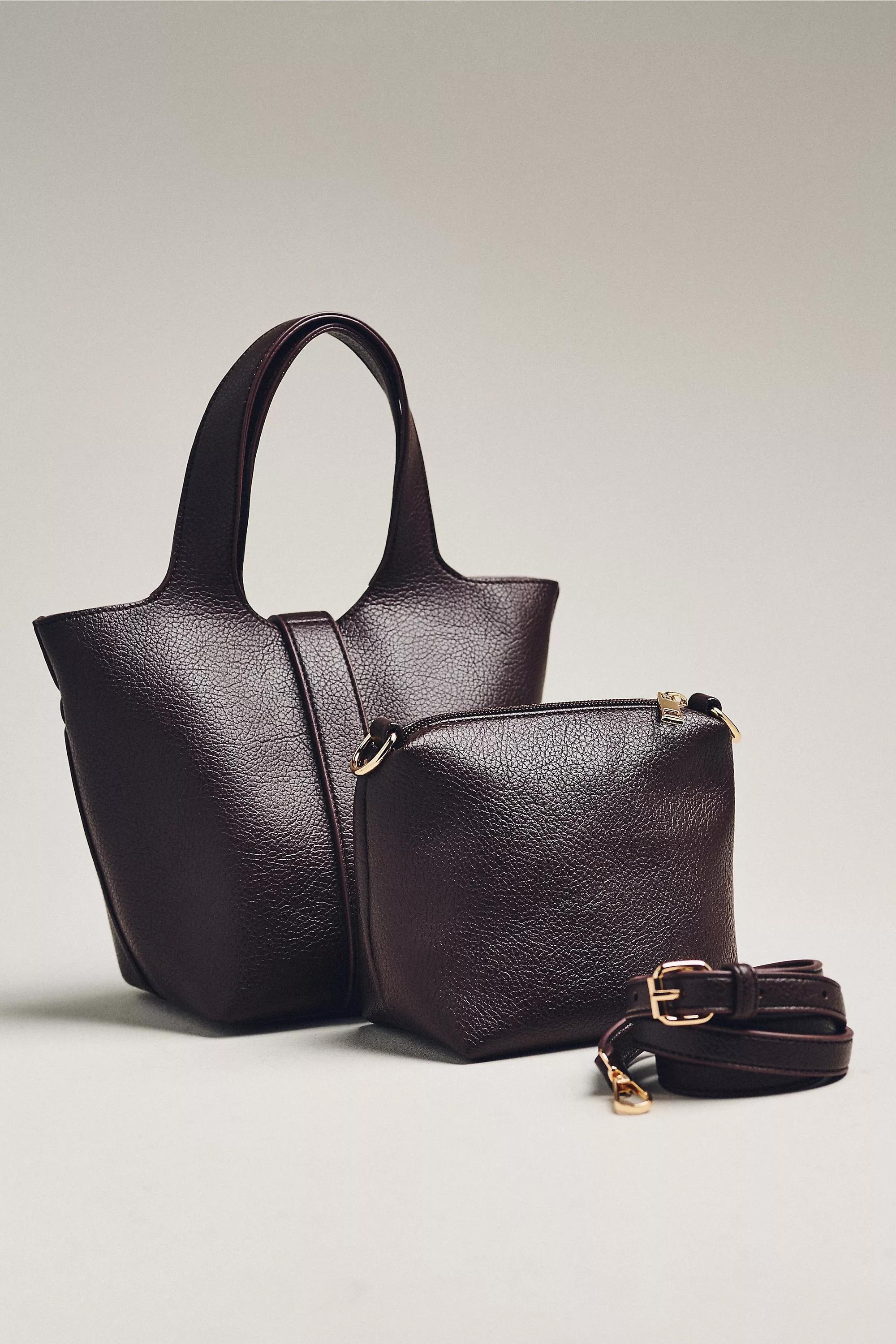 Pebbled Bucket Tote Bag, Brown, A501_0021, large image number 1