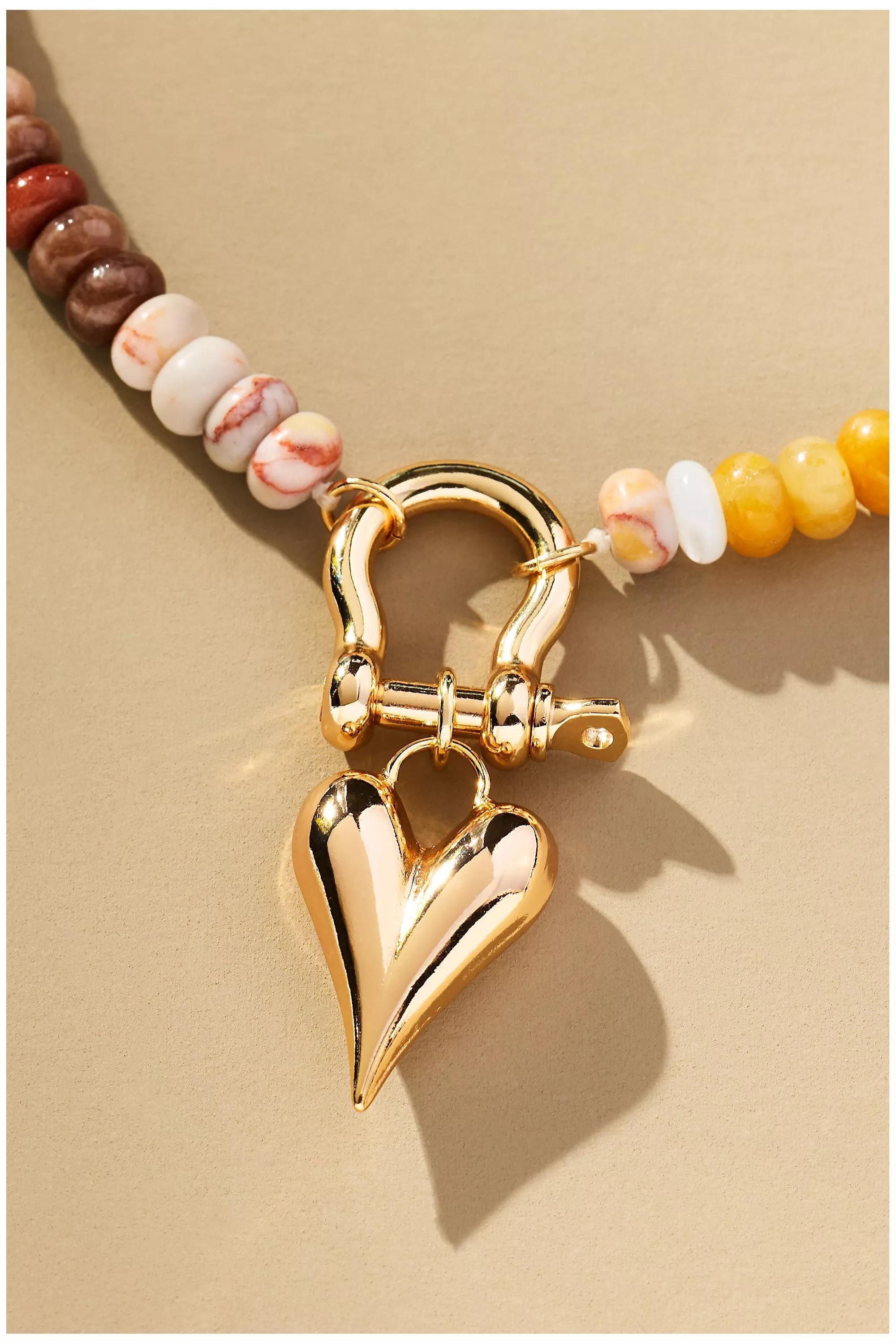 Beaded Charm Necklace, Purple, A501_0054, large image number 3