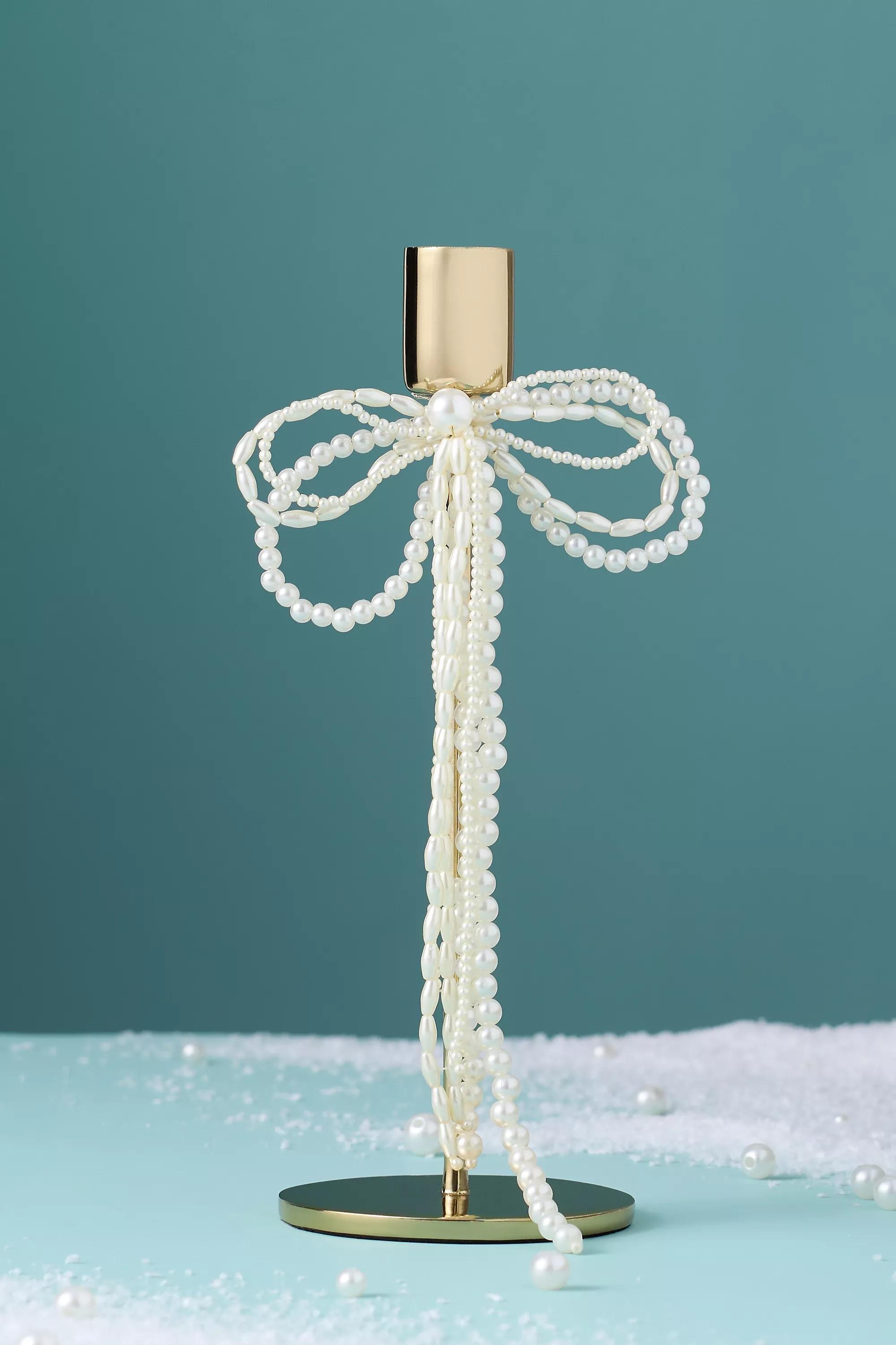 Bow Candle Holder, Gold, A501_0017, large image number 2