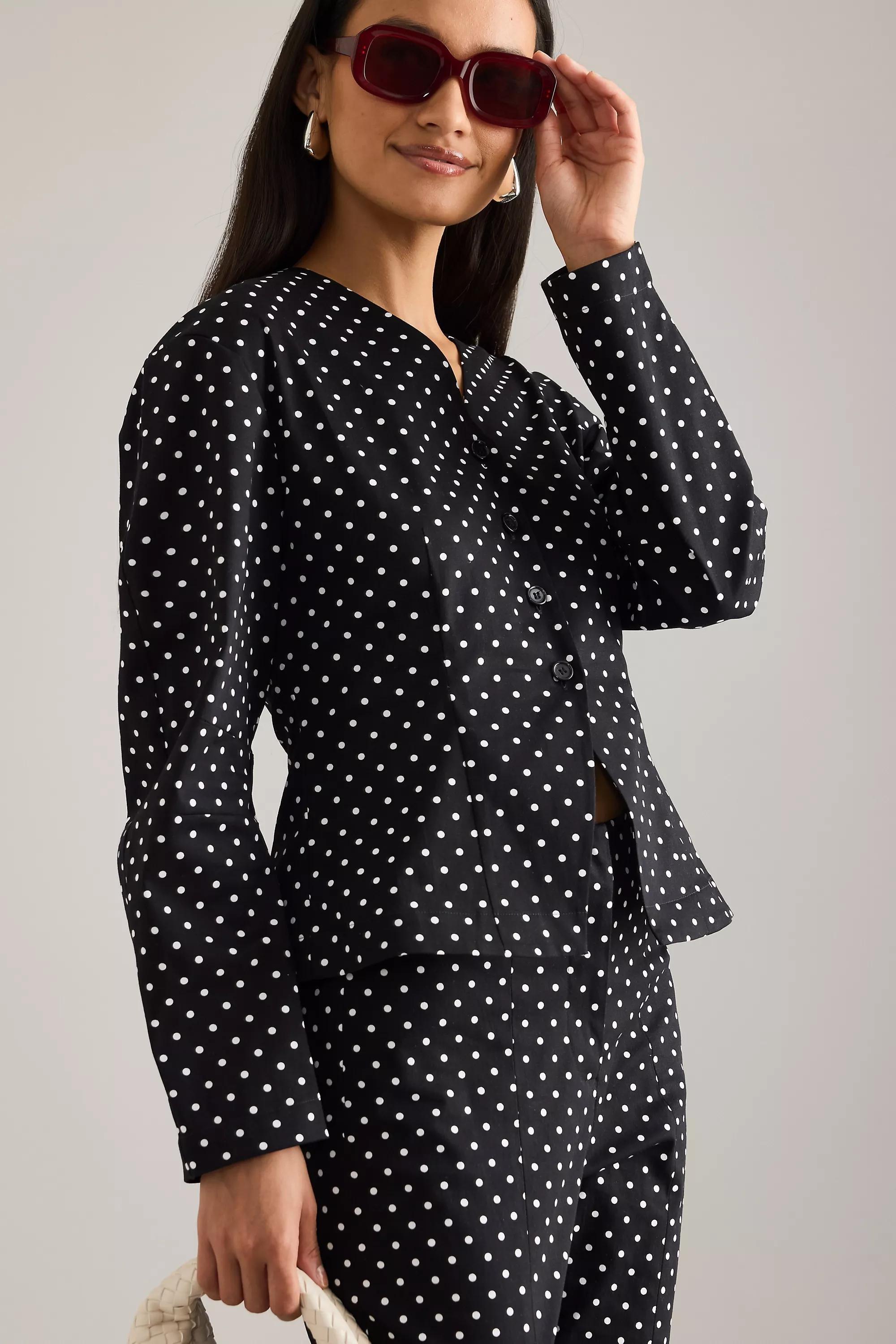 By Anthropologie Polka Dot V-Neck Blouse, Multicolour, A501_0018, large image number 4