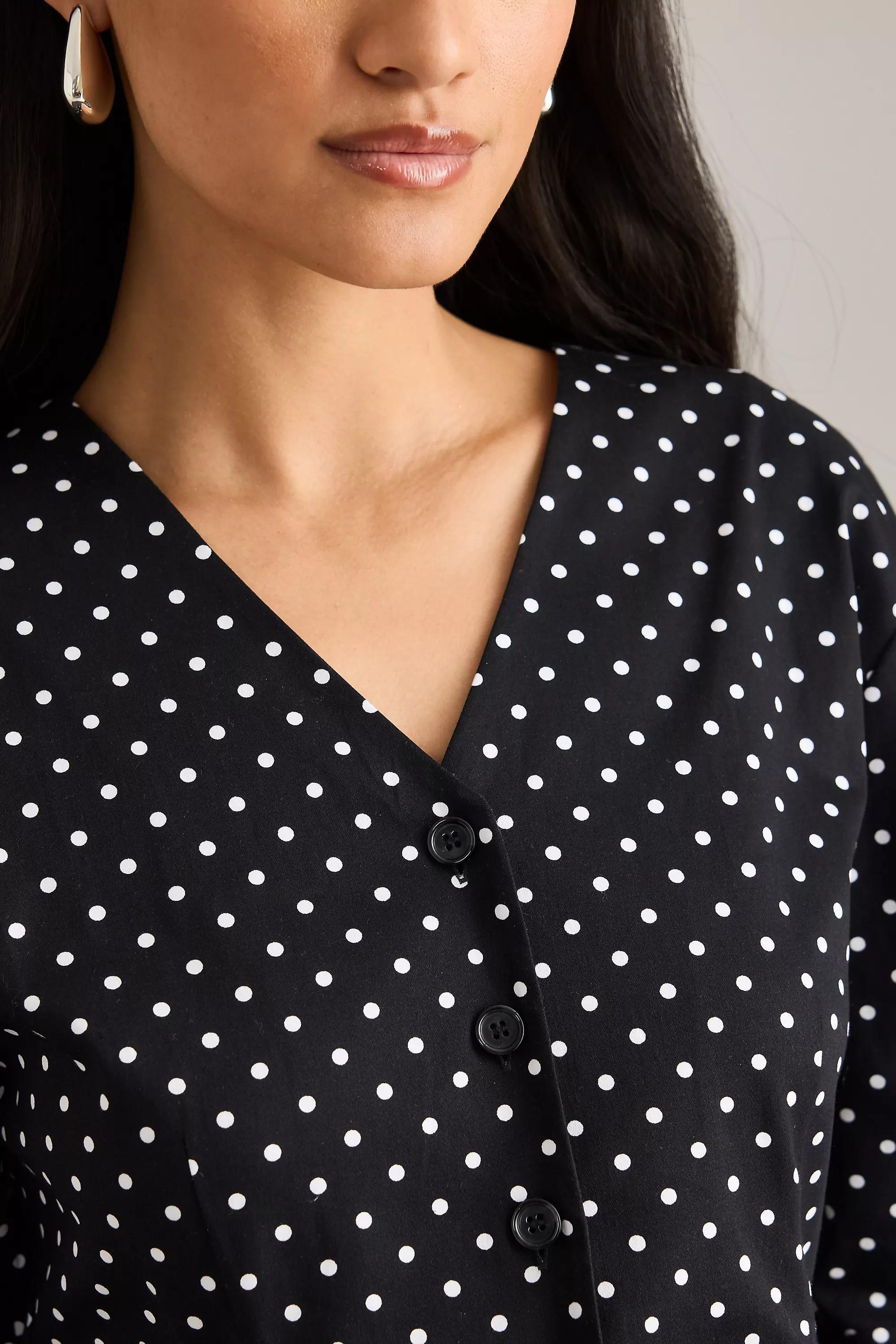 By Anthropologie Polka Dot V-Neck Blouse, Multicolour, A501_0018, large image number 7