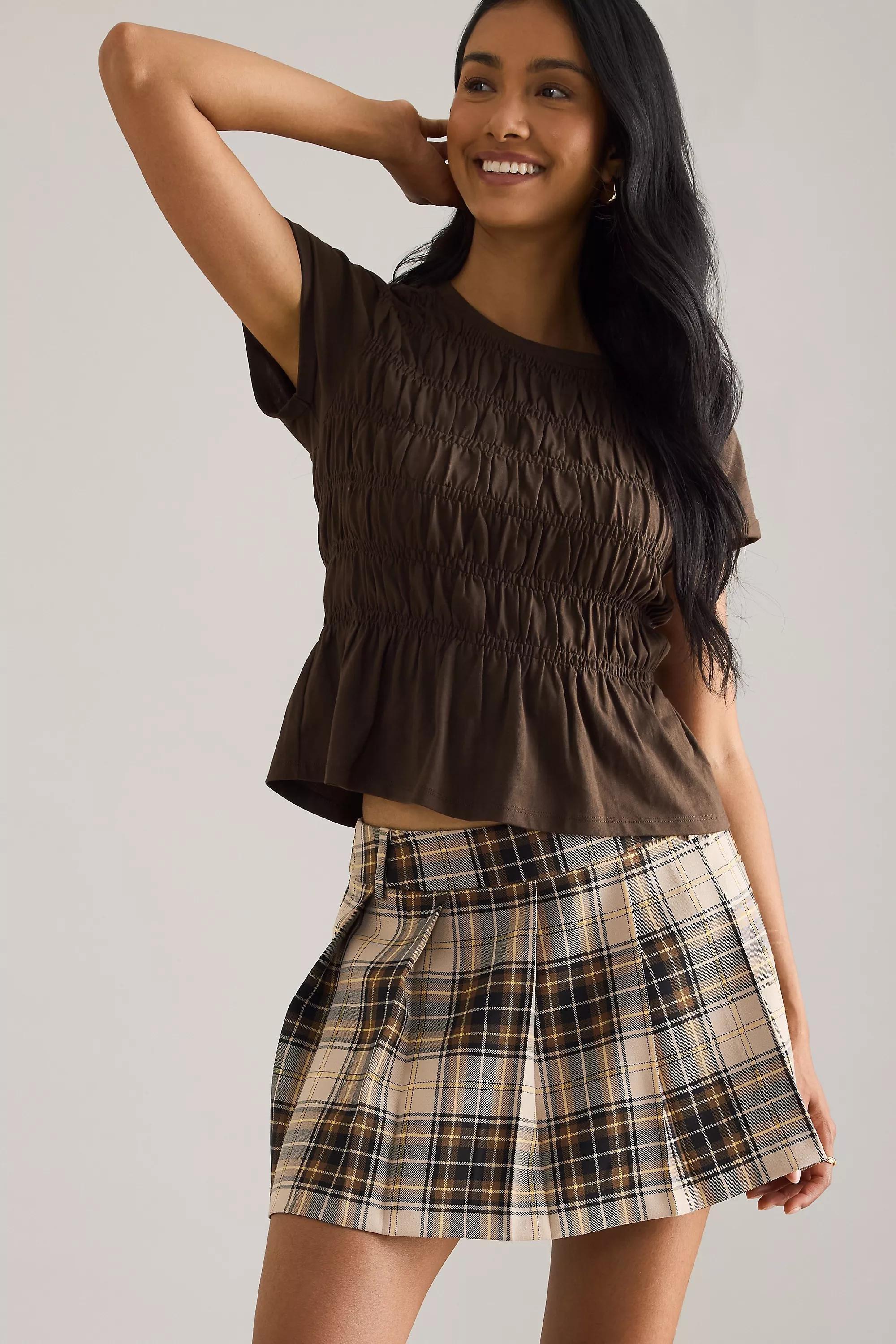 By Anthropologie Smocked T-Shirt, Brown, A501_0020, large image number 3