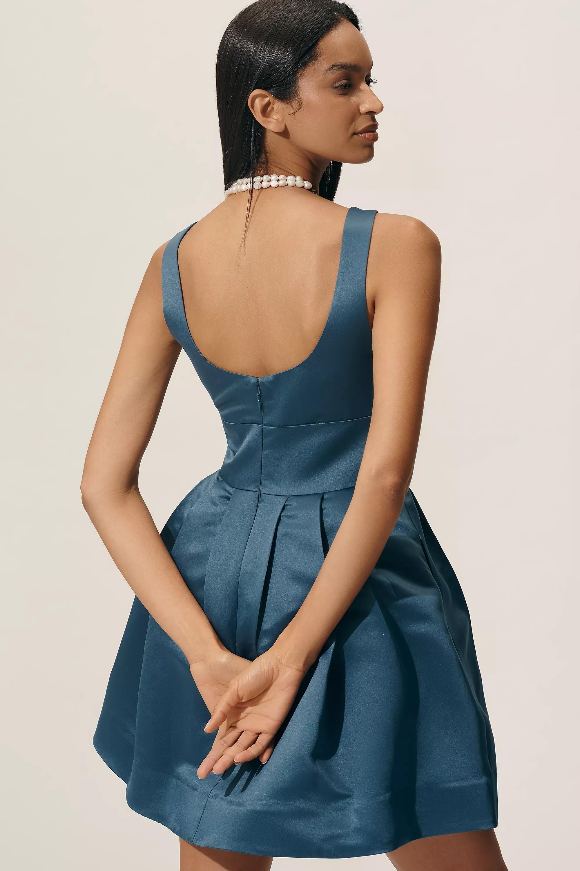 BLUE Maeve Satin Belted Charm Mini Dress, A501_0040, large image number 1