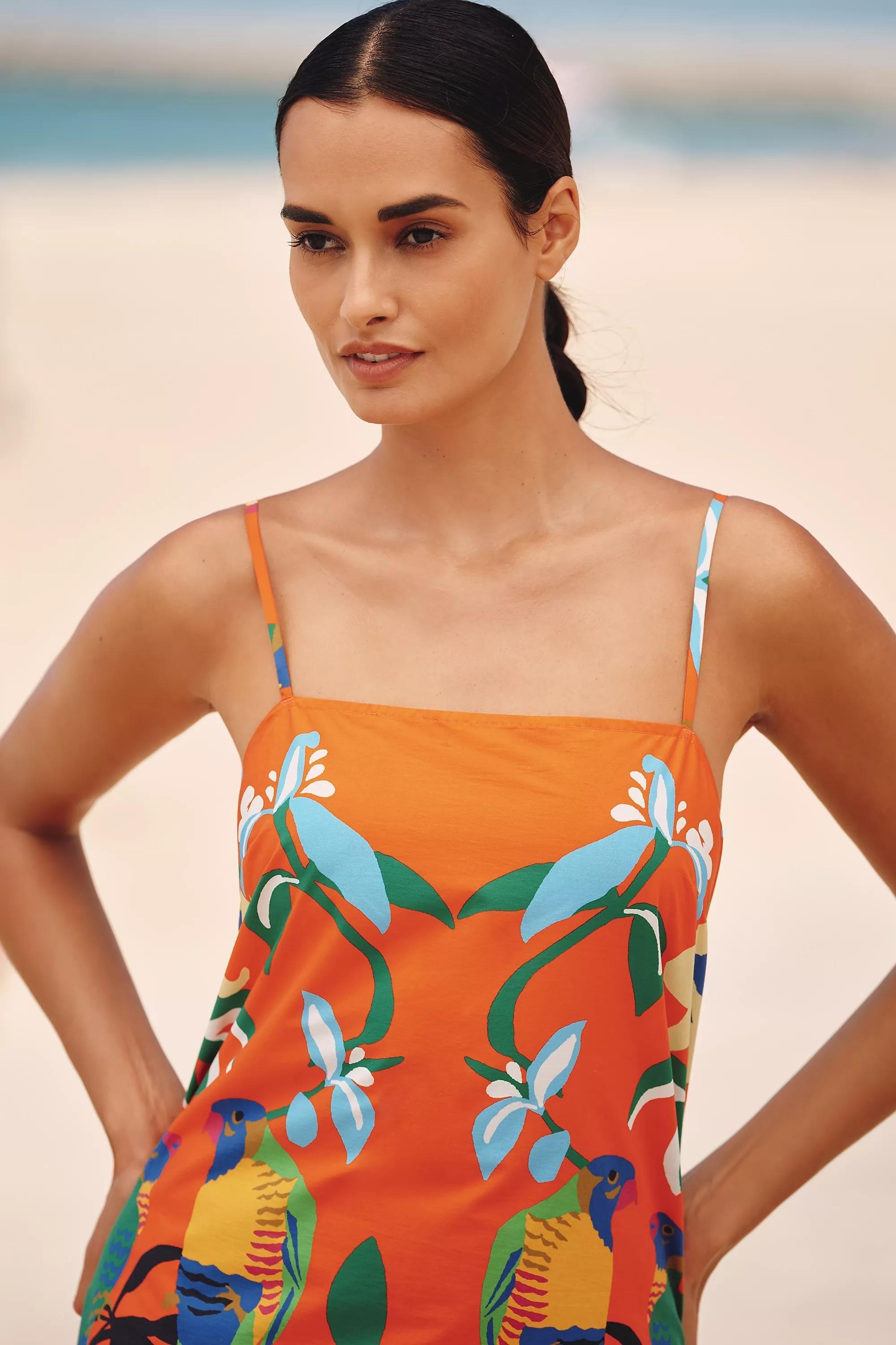 Celandine X Claire Colin Wild Tropics Shift Dress, Red, A501_0069, large image number 2