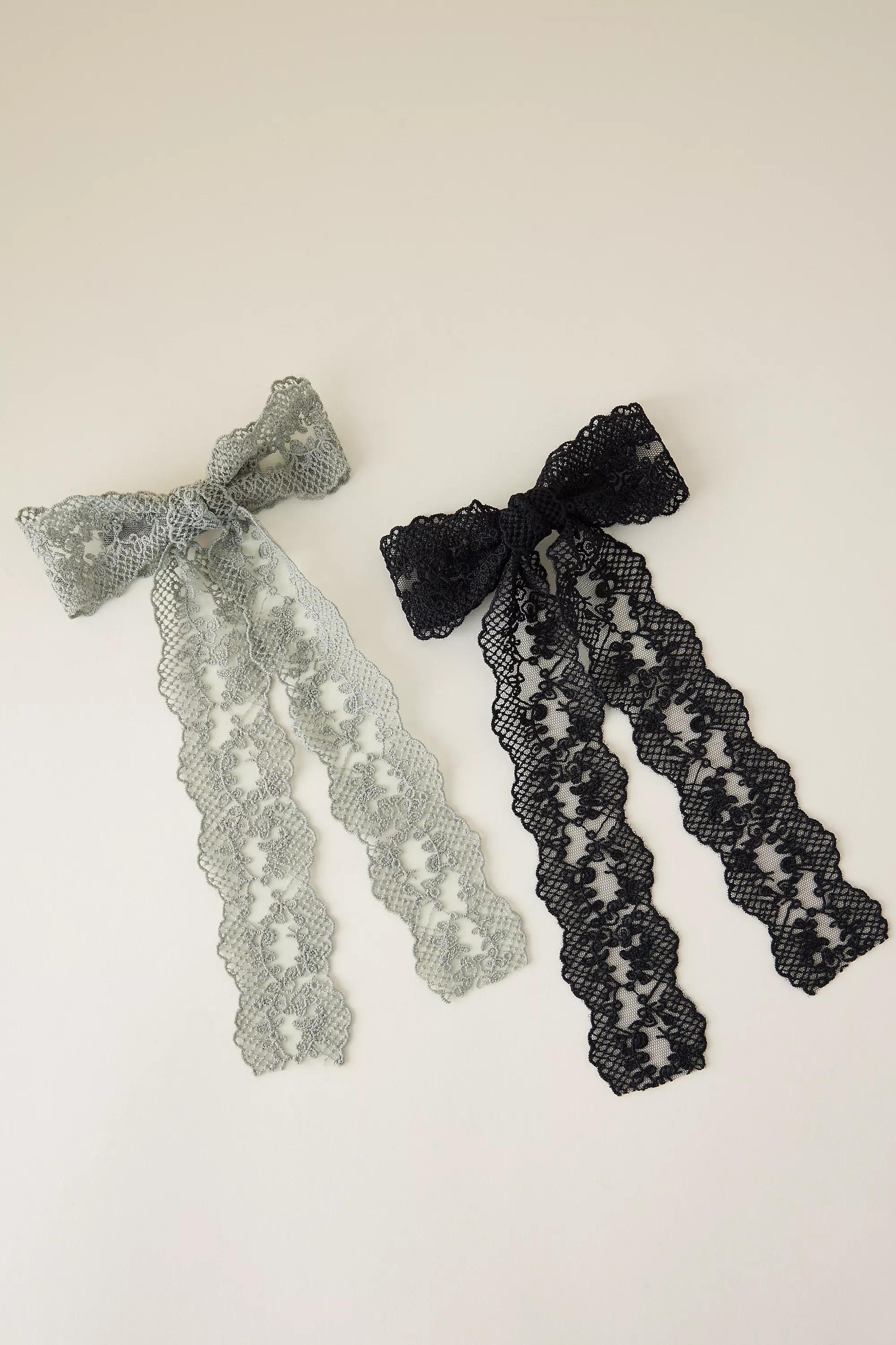 Lace Hair Bows, Set Of 2, Multicolour, A501_0031, medium