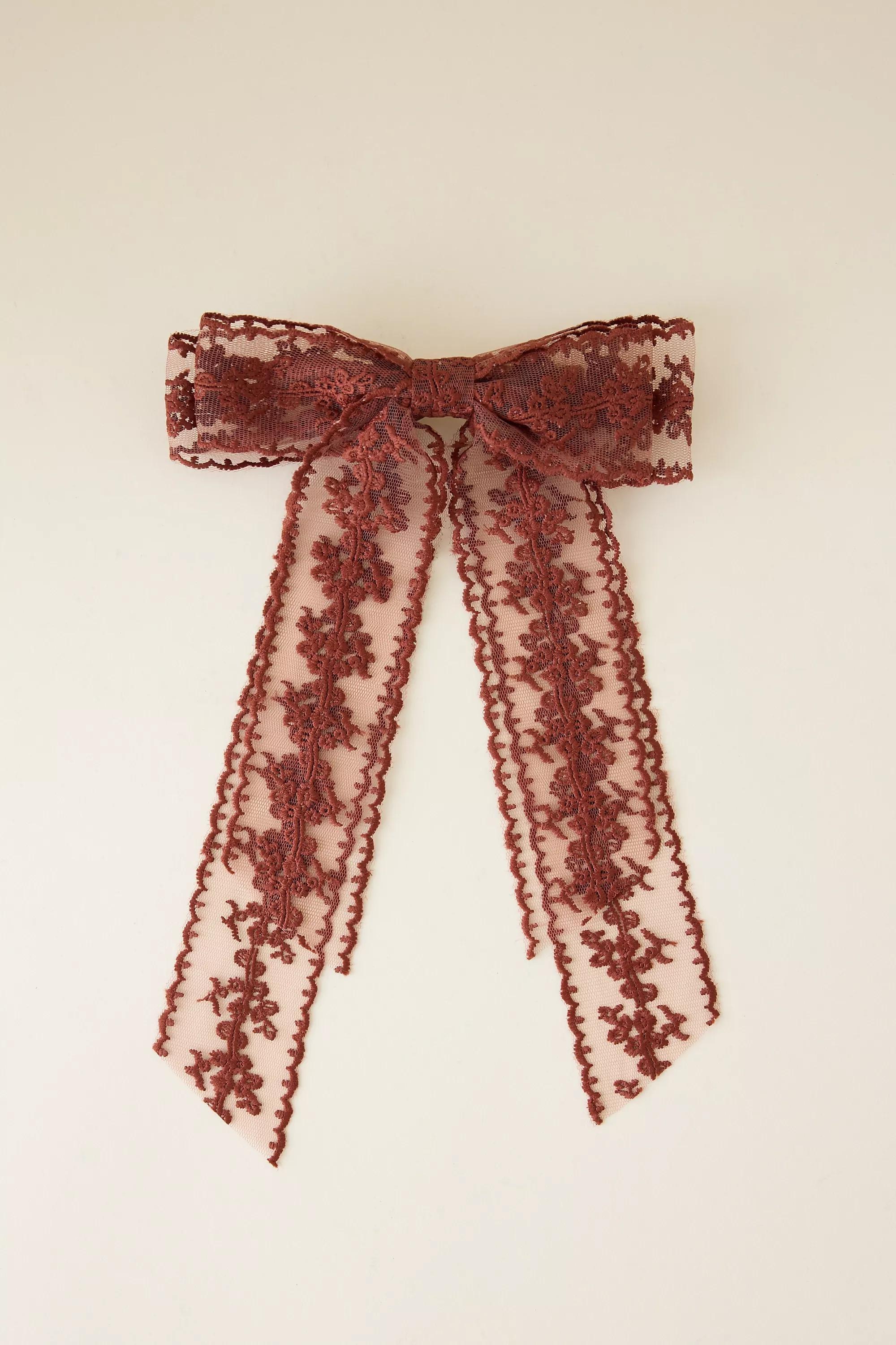 Lace Bow, Brown, A501_0020, large image number 1