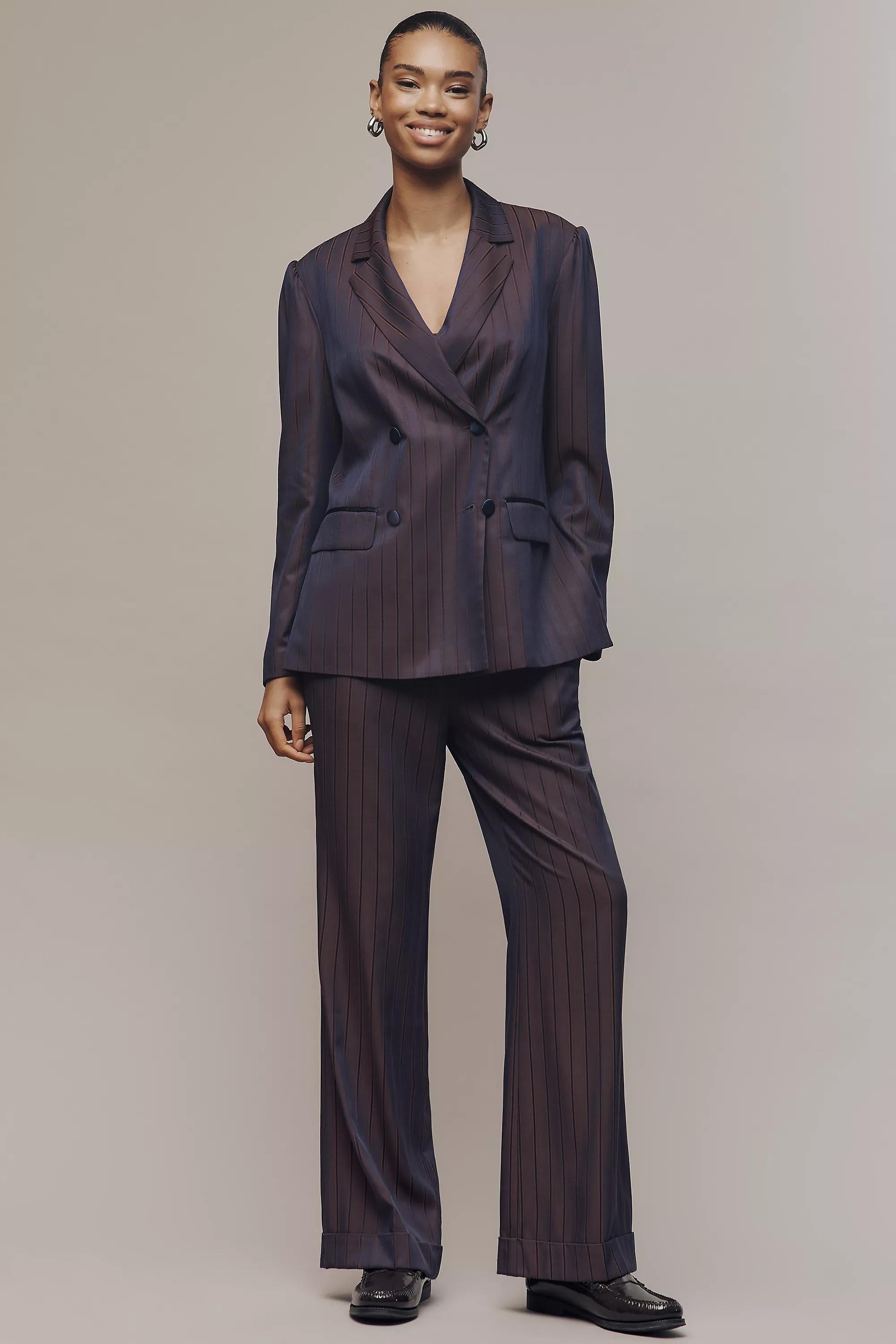 By Maeve Pinstripe Relaxed Blazer, Blue, A501_0049, large image number 3