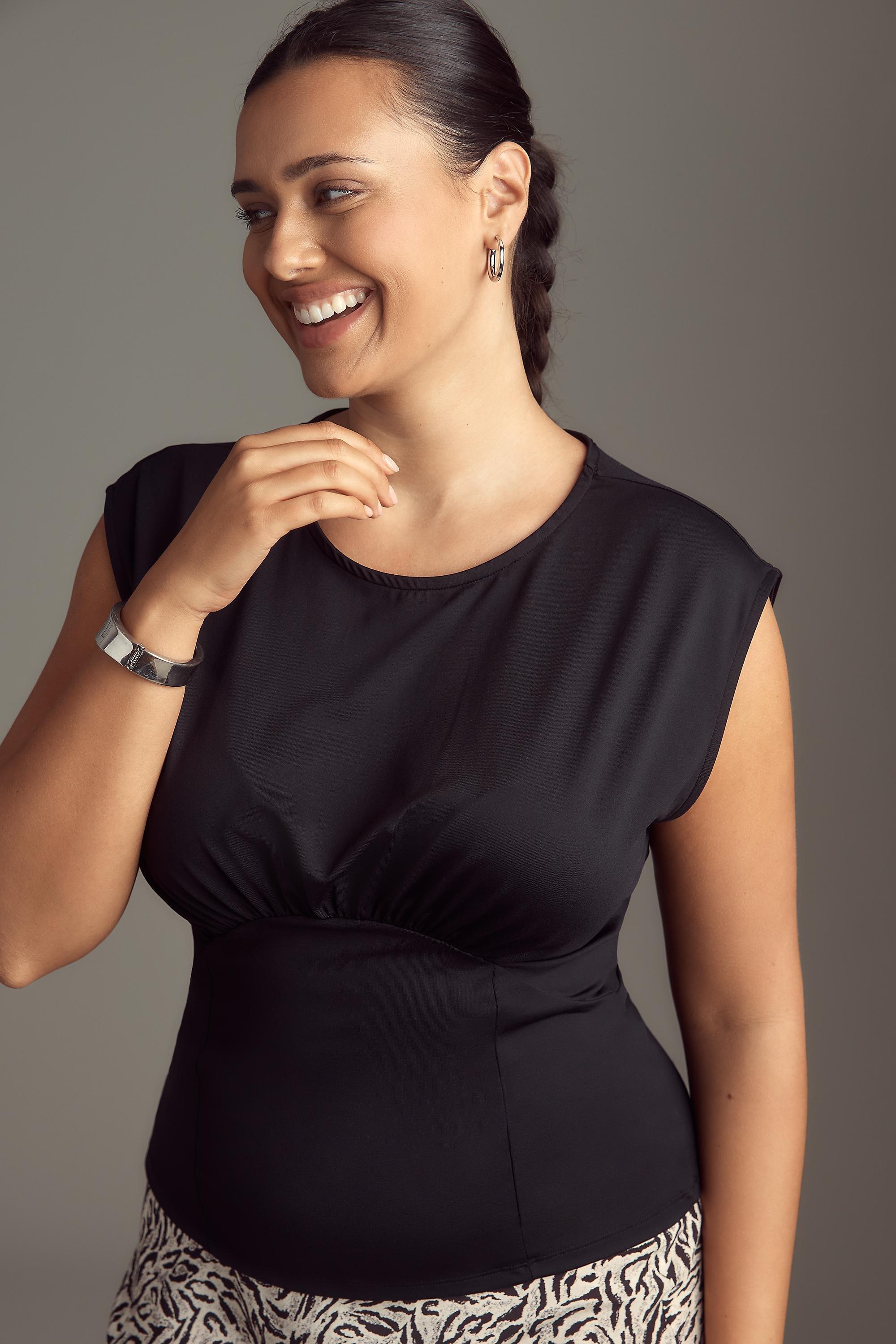 Maeve Shirred Corset Top, Black, A501_0001, medium