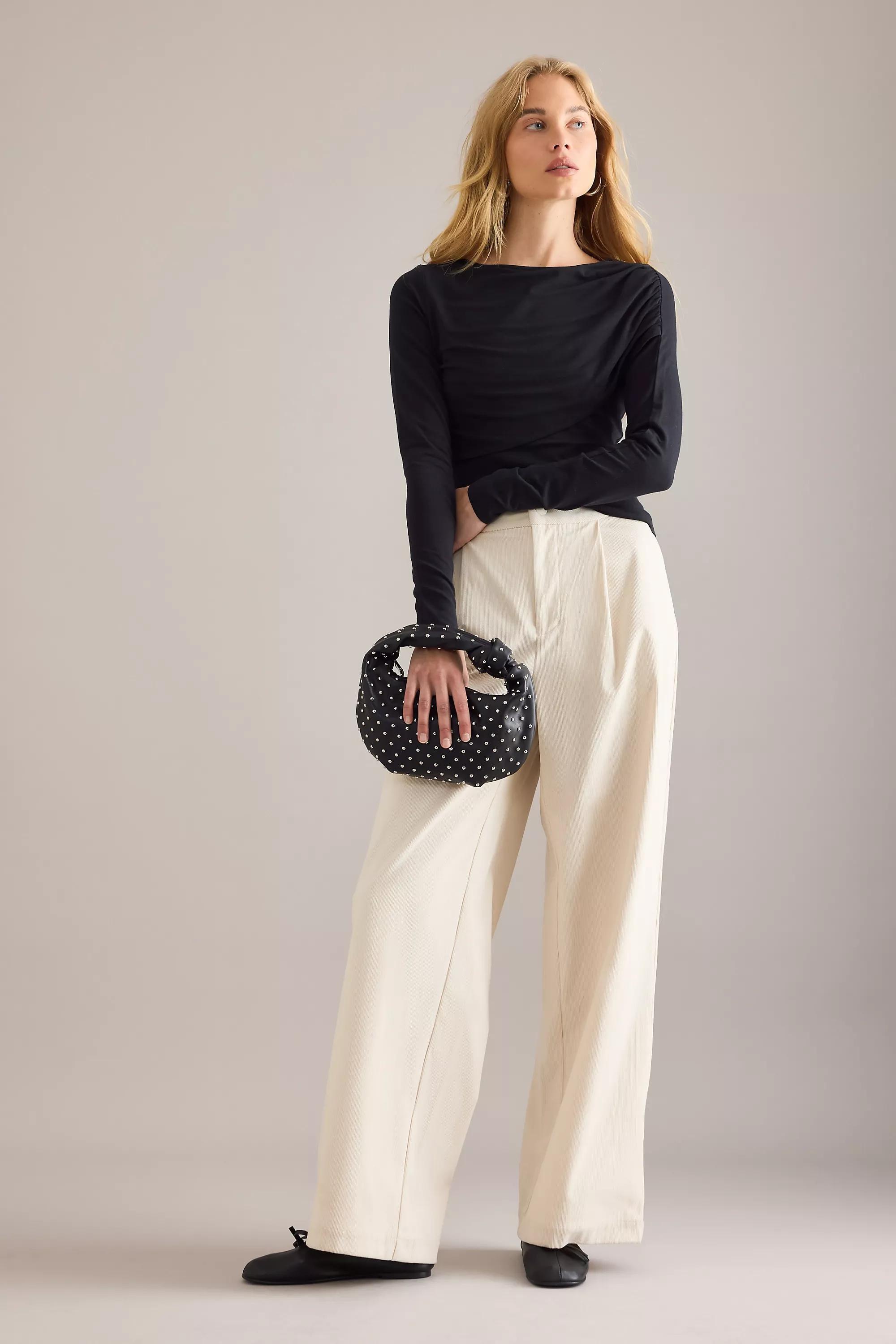 By Anthropologie Ruched Off-Shoulder Top, Black, A501_0001, large image number 2