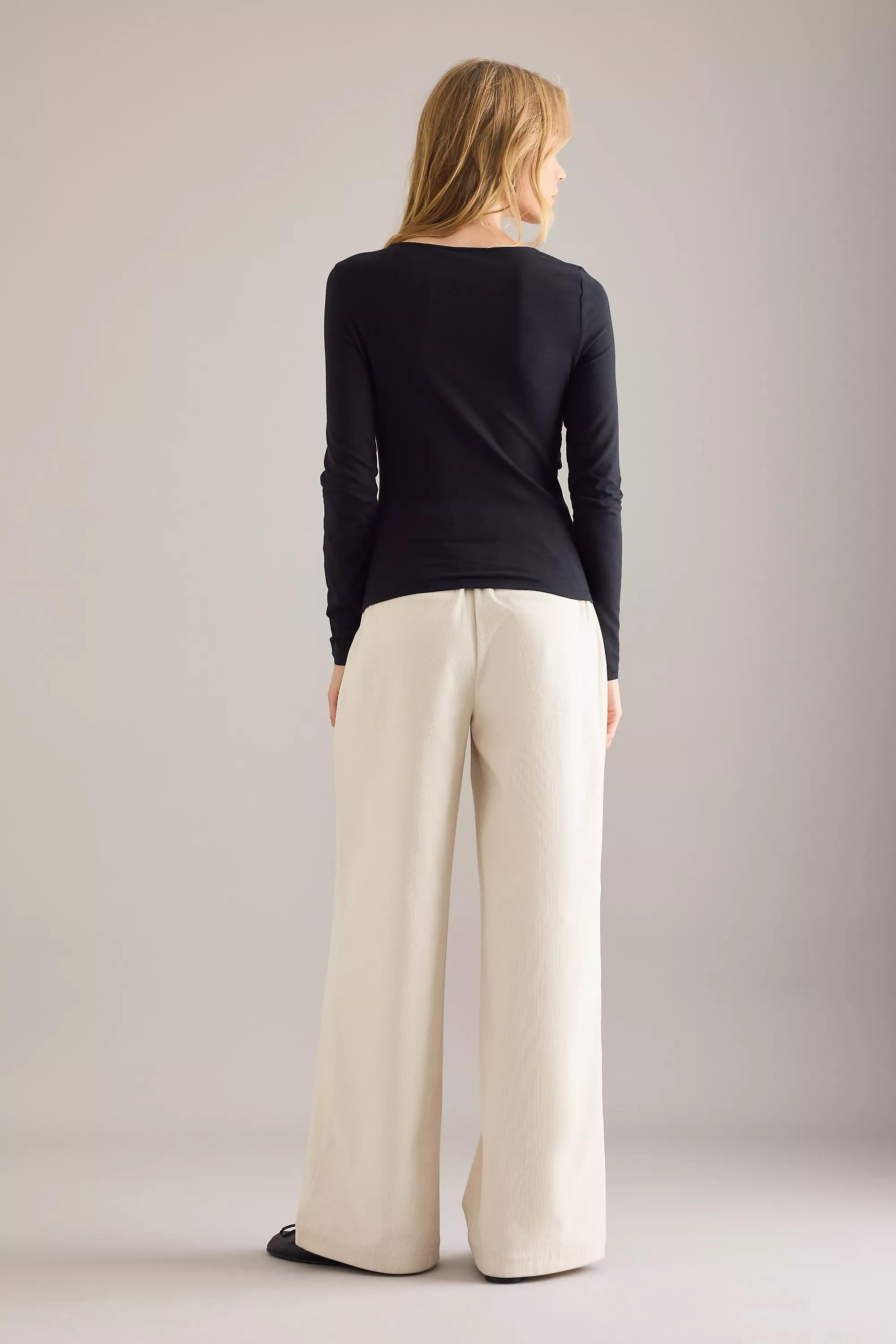 By Anthropologie Ruched Off-Shoulder Top, Black, A501_0001, large image number 4