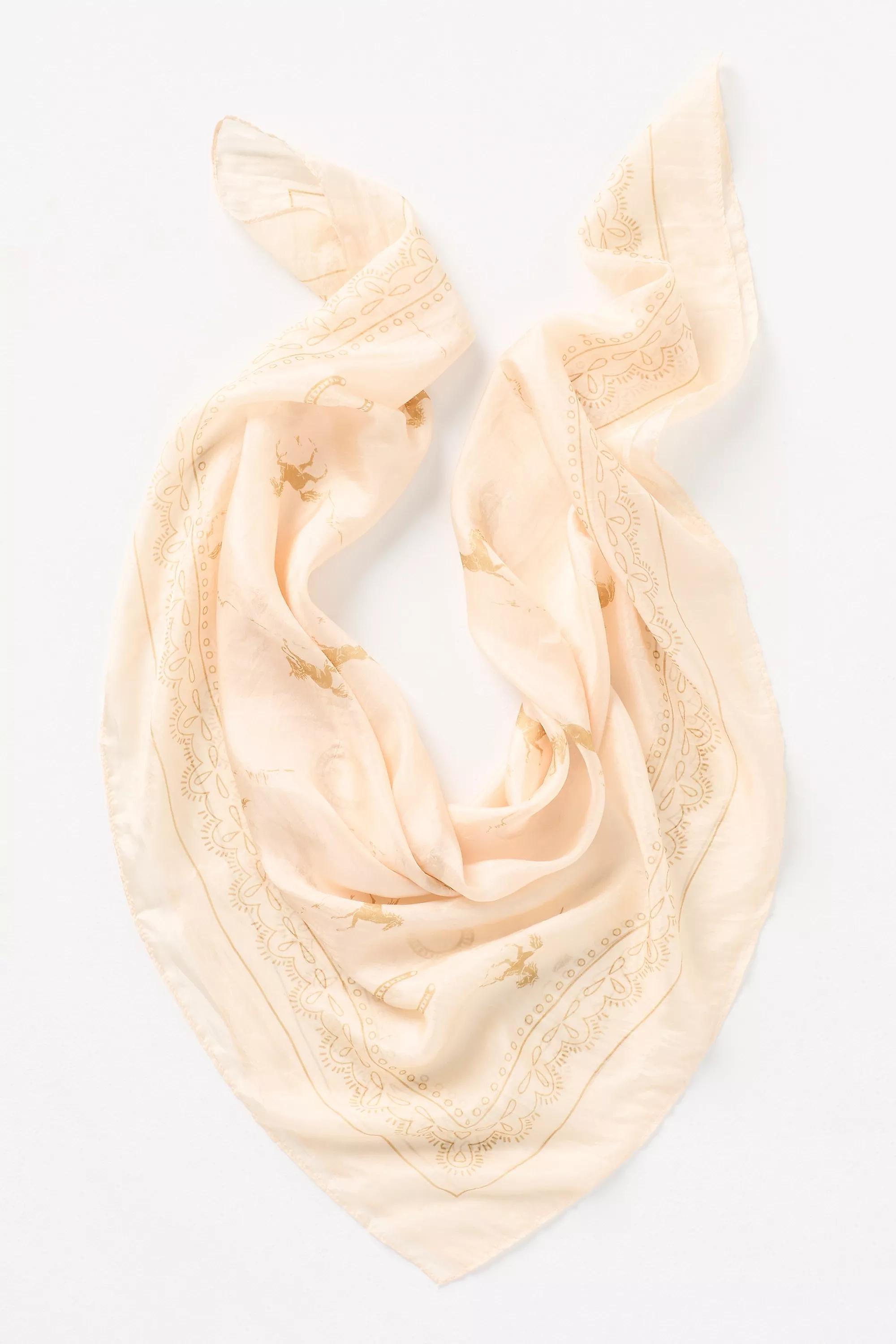 By Anthropologie Printed Silk Scarf, beige, A501_0012, large image number 0
