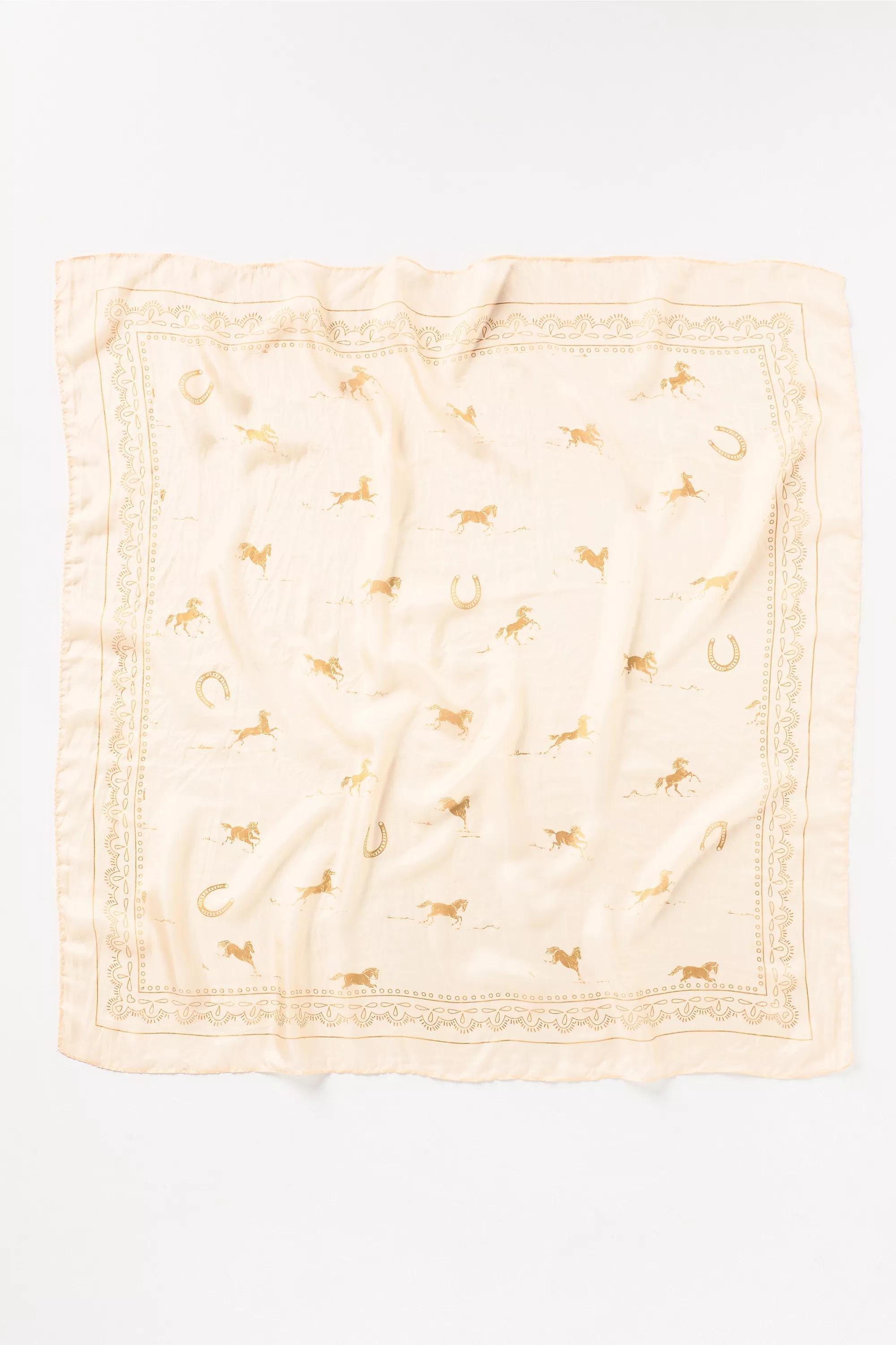 By Anthropologie Printed Silk Scarf, beige, A501_0012, large image number 2