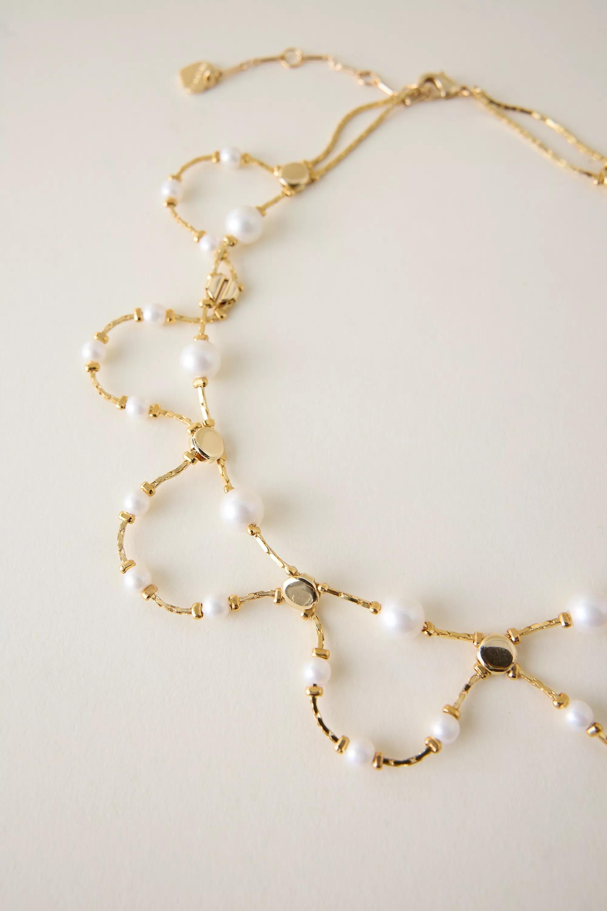 Double-Layer Pearl Necklace, gold, A501_0070, large image number 2