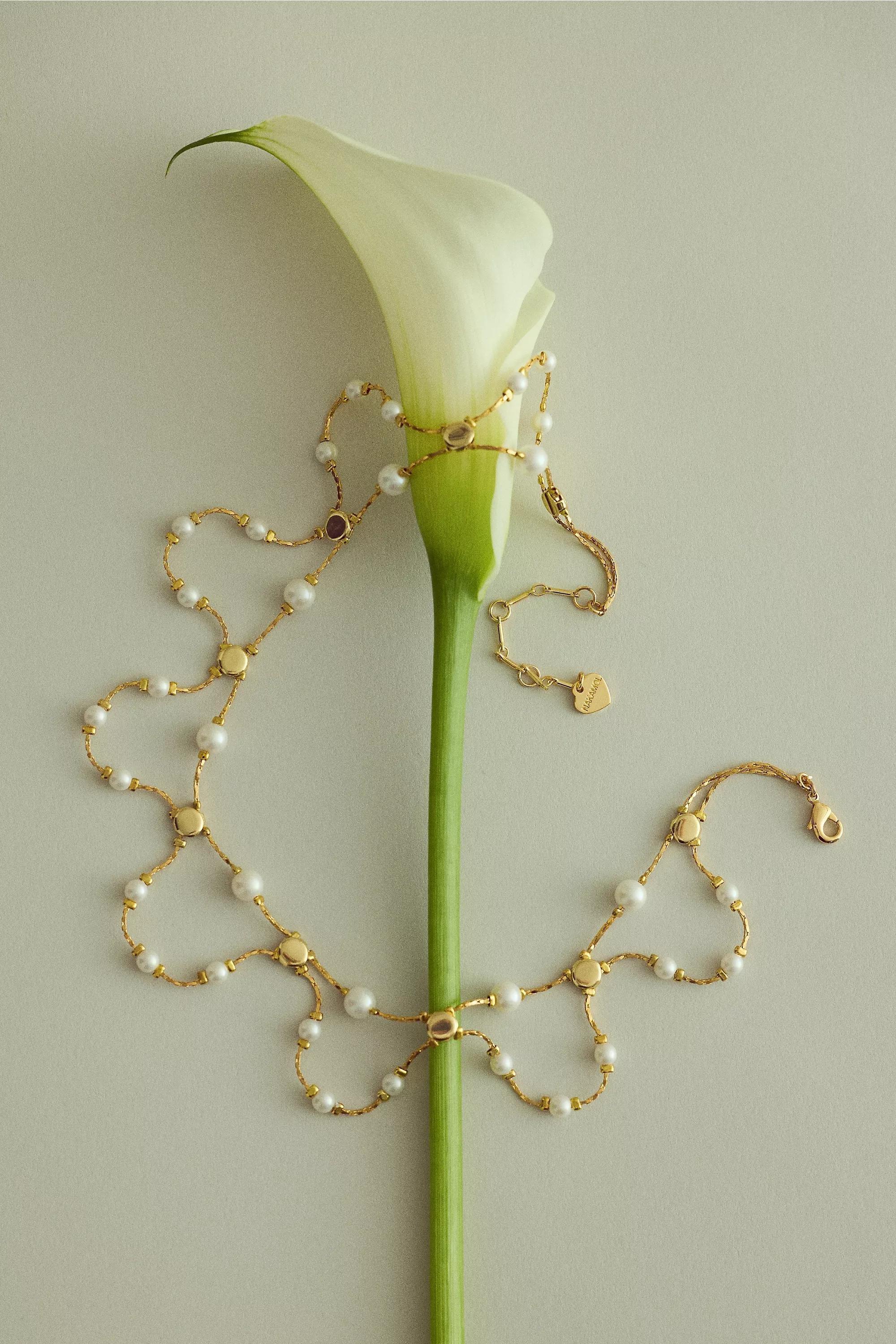 Double-Layer Pearl Necklace, gold, A501_0070, large image number 3