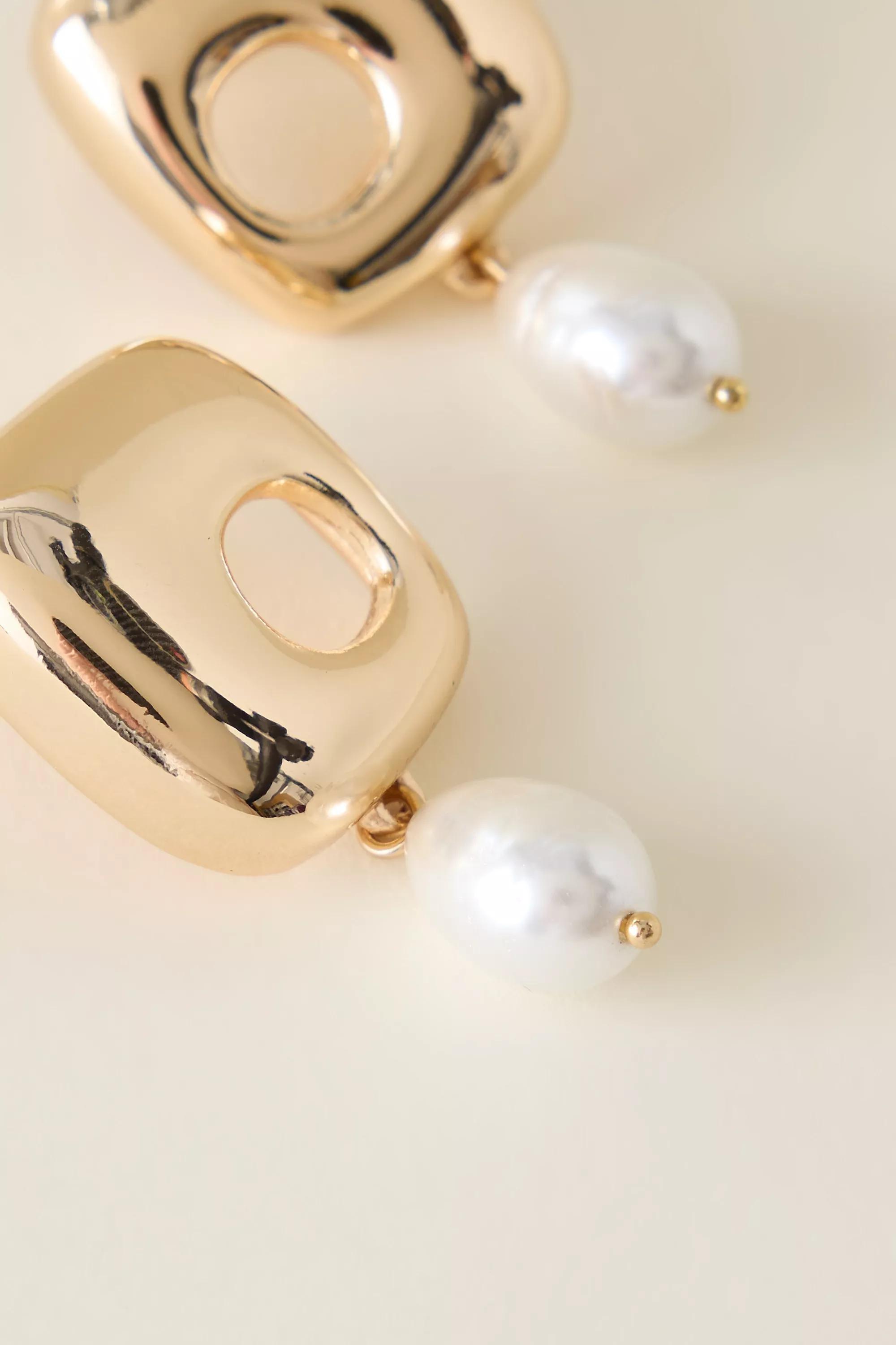 Pearl Drop Earrings, Gold, A501_0070, large image number 1