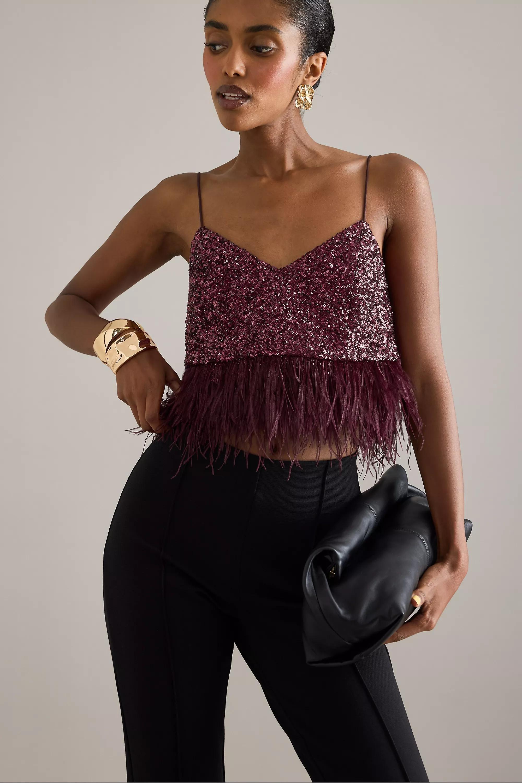 MAUVE By Anthropologie Sequin Feather Tank Top, A501_0054, large image number 5