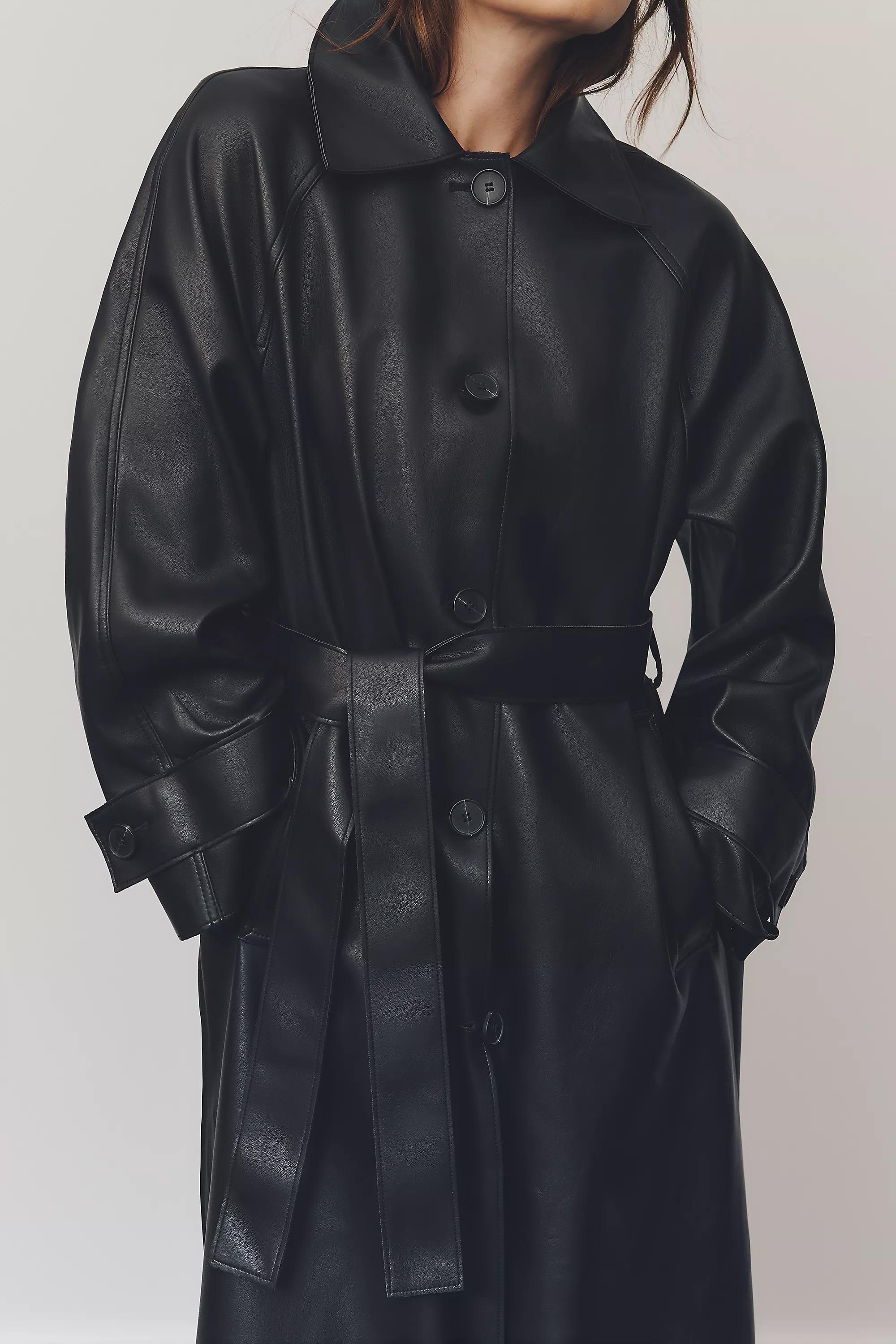 By Maeve Faux-Leather Coat, Black, A501_0001, large image number 2