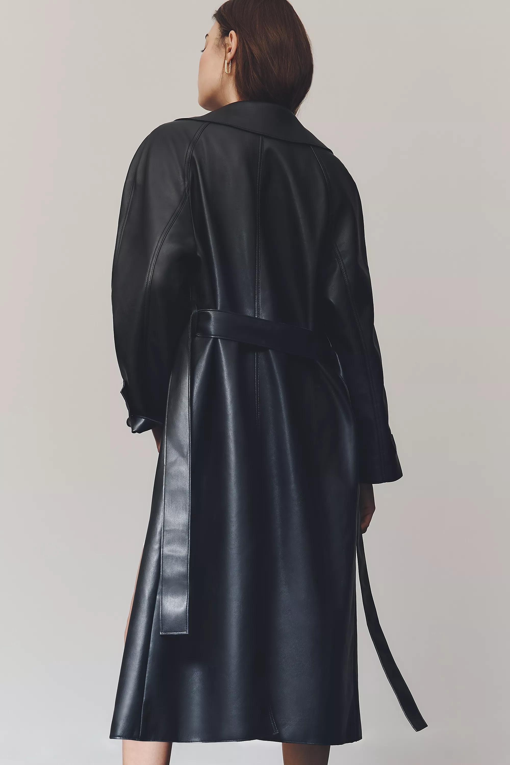 By Maeve Faux-Leather Coat, Black, A501_0001, large image number 4