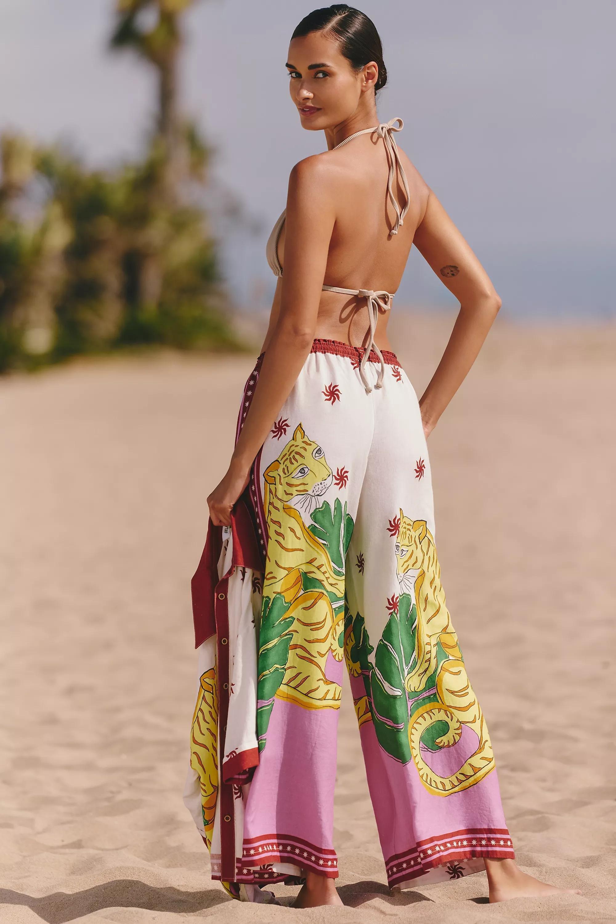 By Celandine Linen Blend Wide-Leg Trousers, White, A501_0211, medium