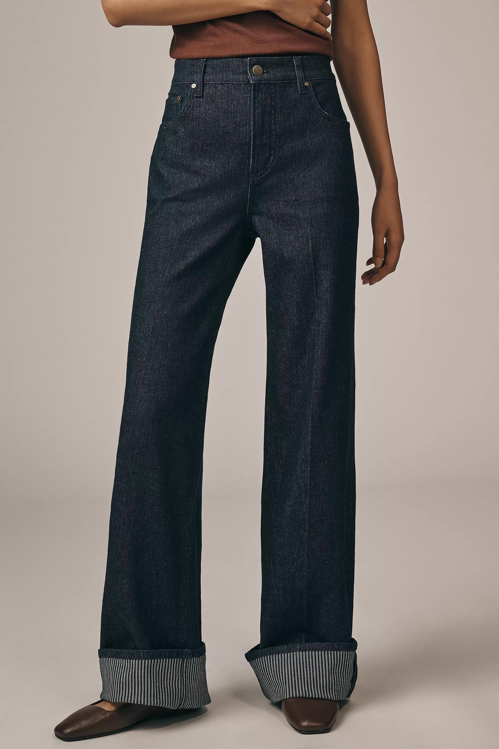 By Maeve High-Rise Wide-Leg Cuff Jeans, Navy, A501_0091, large image number 1