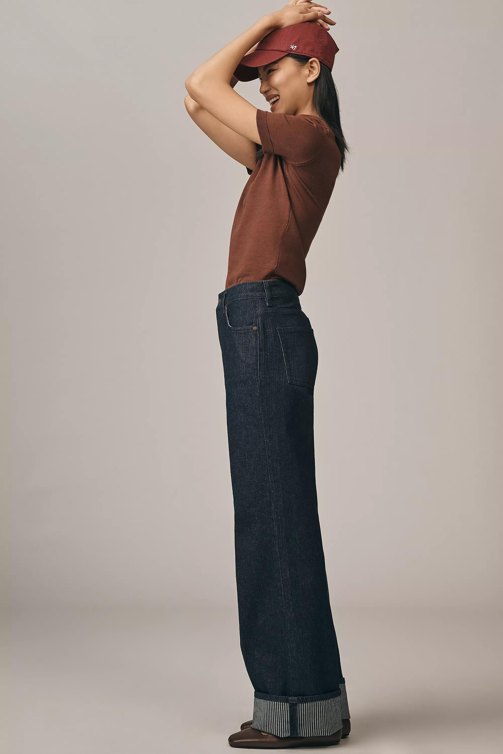 By Maeve High-Rise Wide-Leg Cuff Jeans, Navy, A501_0091, large image number 2
