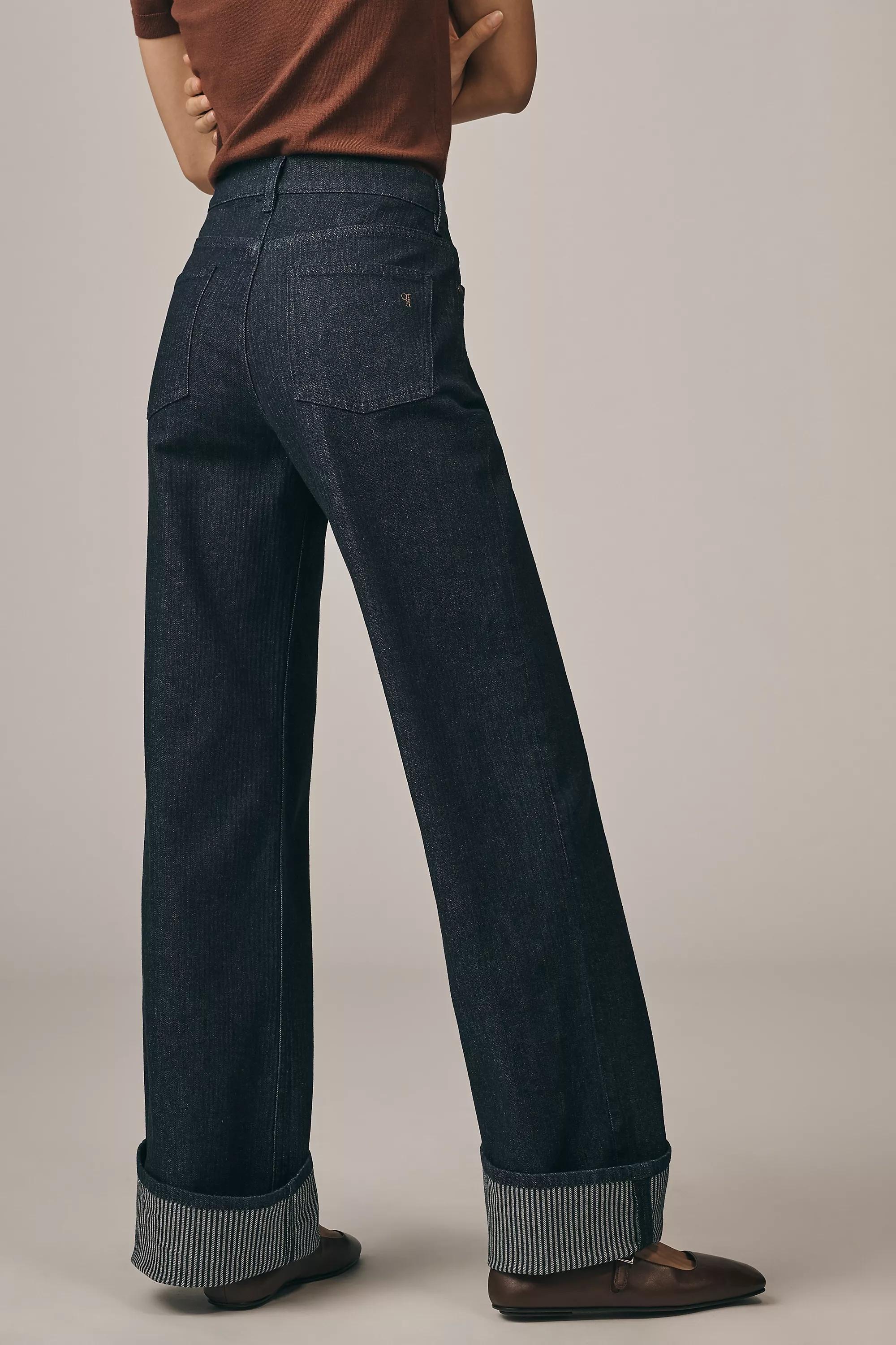 By Maeve High-Rise Wide-Leg Cuff Jeans, Navy, A501_0091, large image number 4