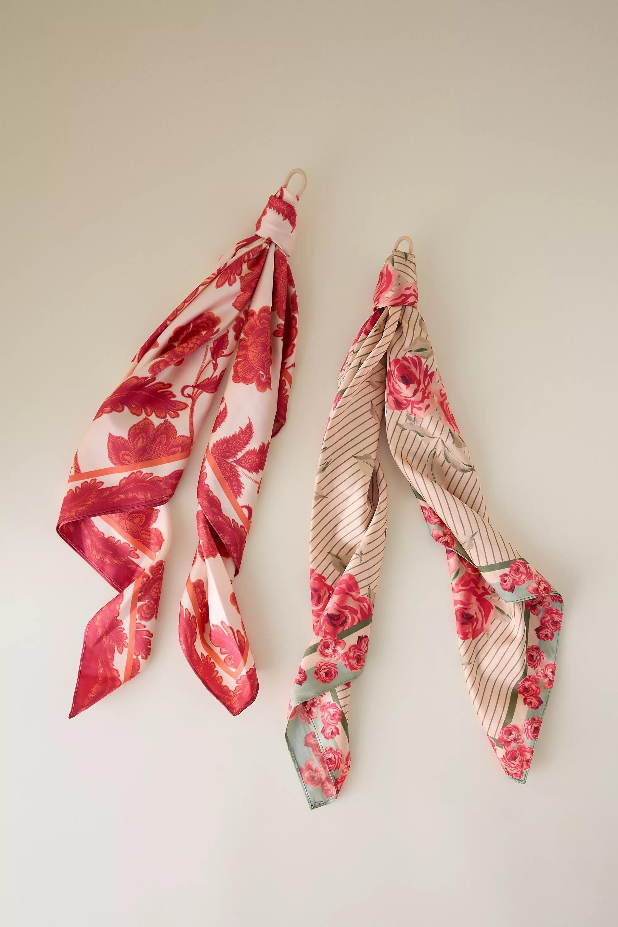 Summer Fruits Printed Hair Scarves, Set Of 2, Multicolour, , medium