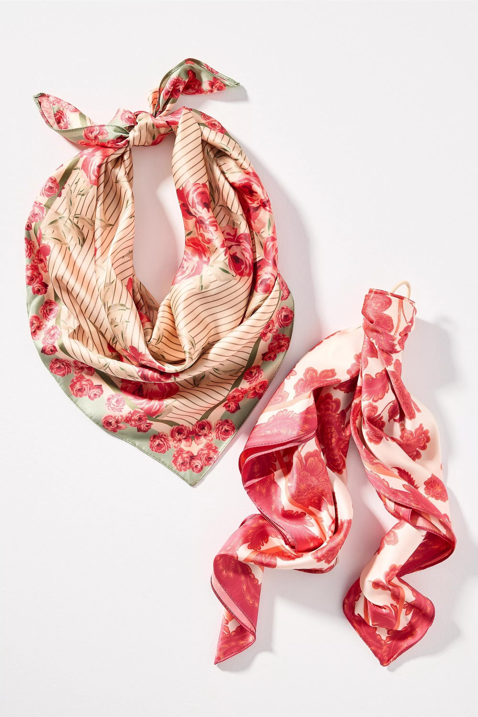 Summer Fruits Printed Hair Scarves, Set Of 2, Multicolour, A501_0000, large image number 4