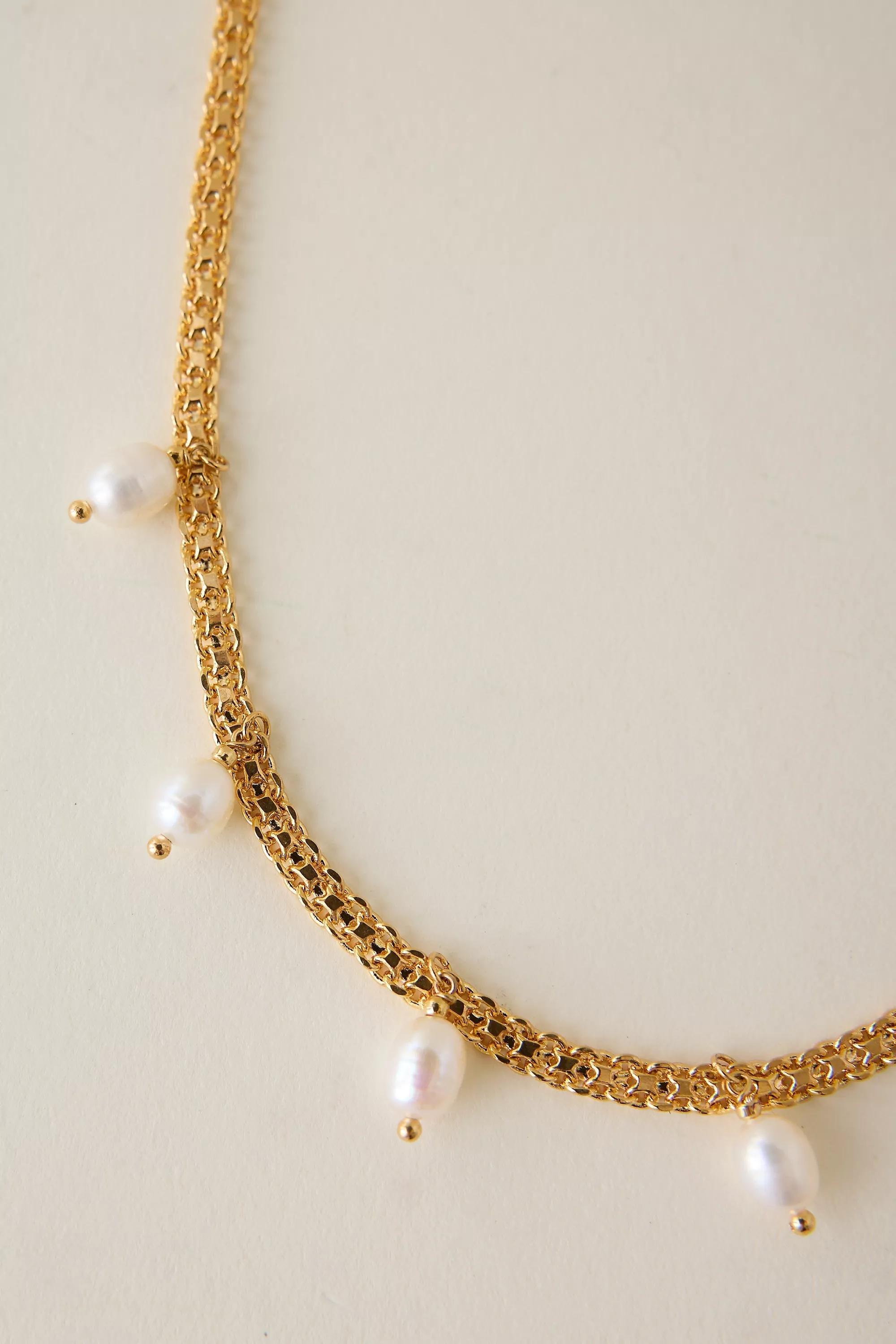 Drip Pearl Necklace, gold, A501_0070, large image number 2