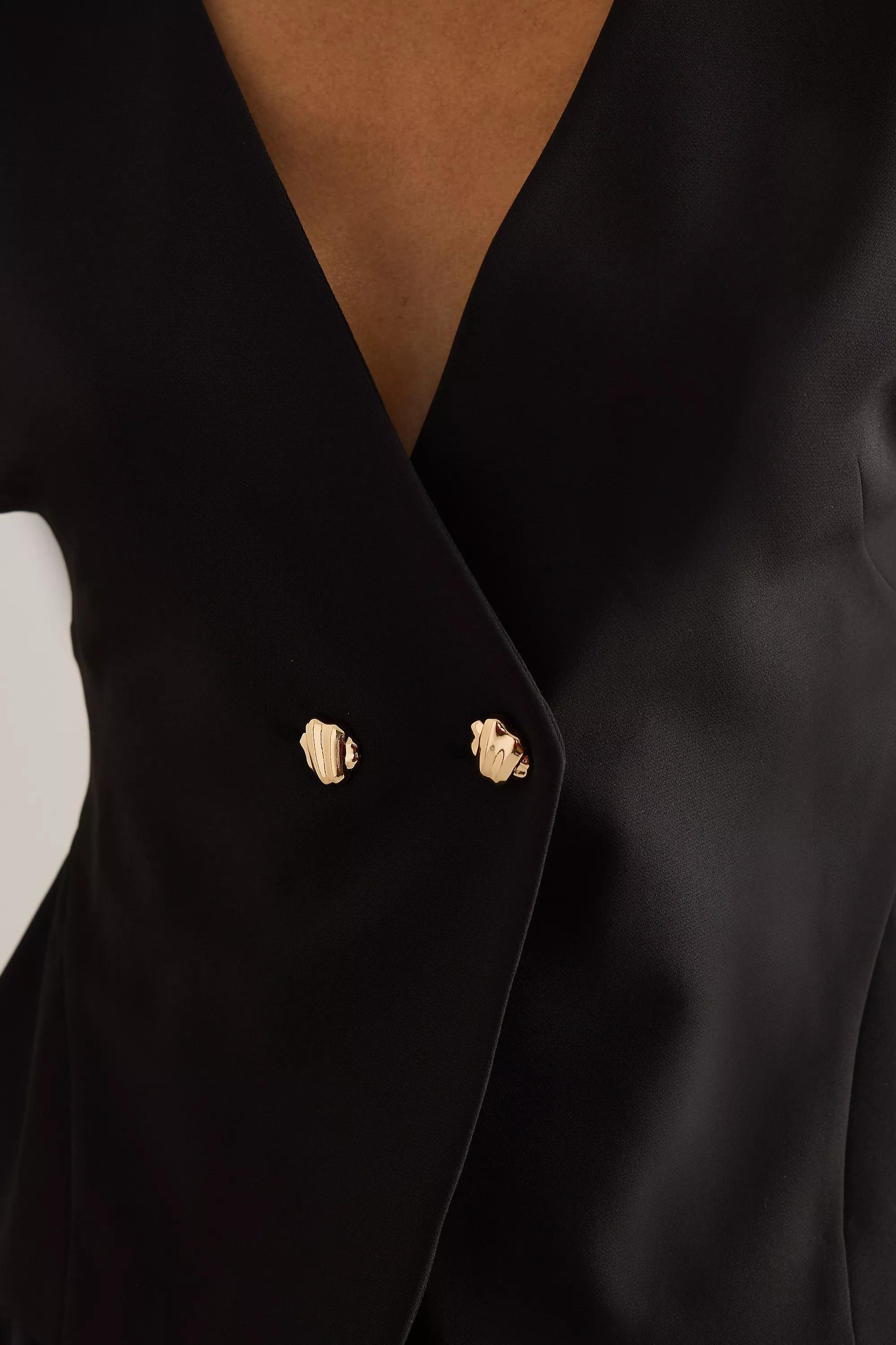 By Anthropologie V-Neck Short-Sleeve Waistcoat, Black, A501_0001, large image number 4