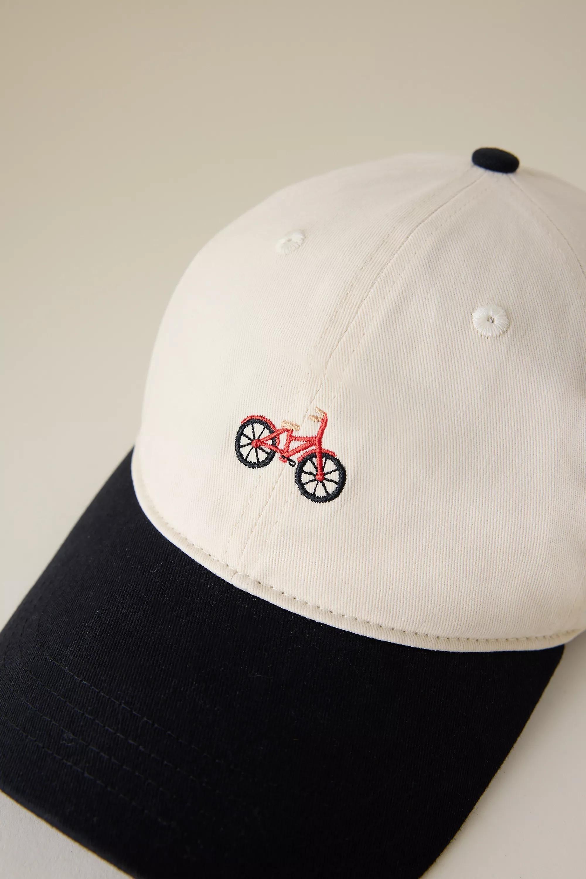 Bicycle Embroidered Baseball Cap, Black, A501_0009, large image number 1
