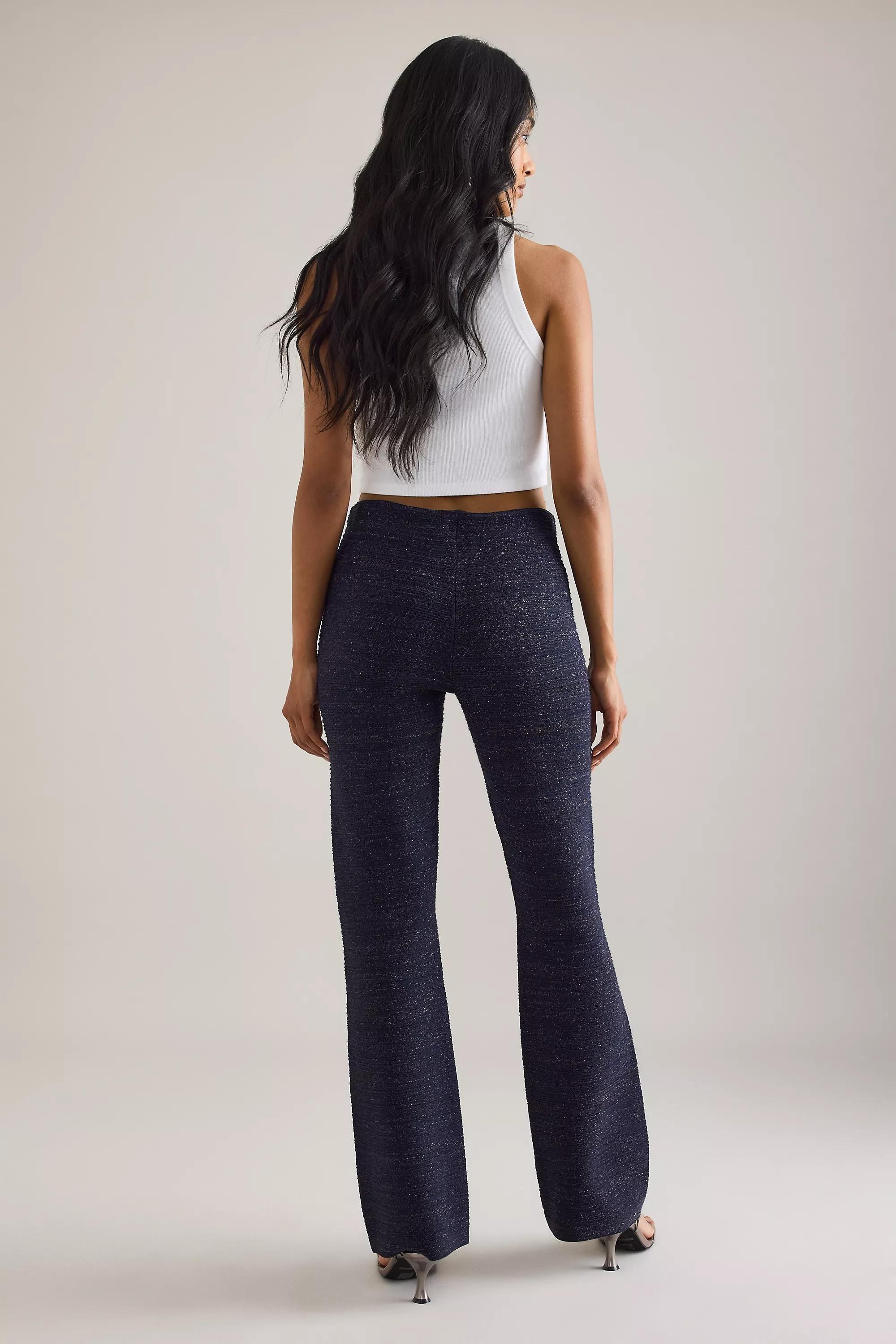 By Anthropologie Shine Knit Trousers, Navy, A501_0041, large image number 2