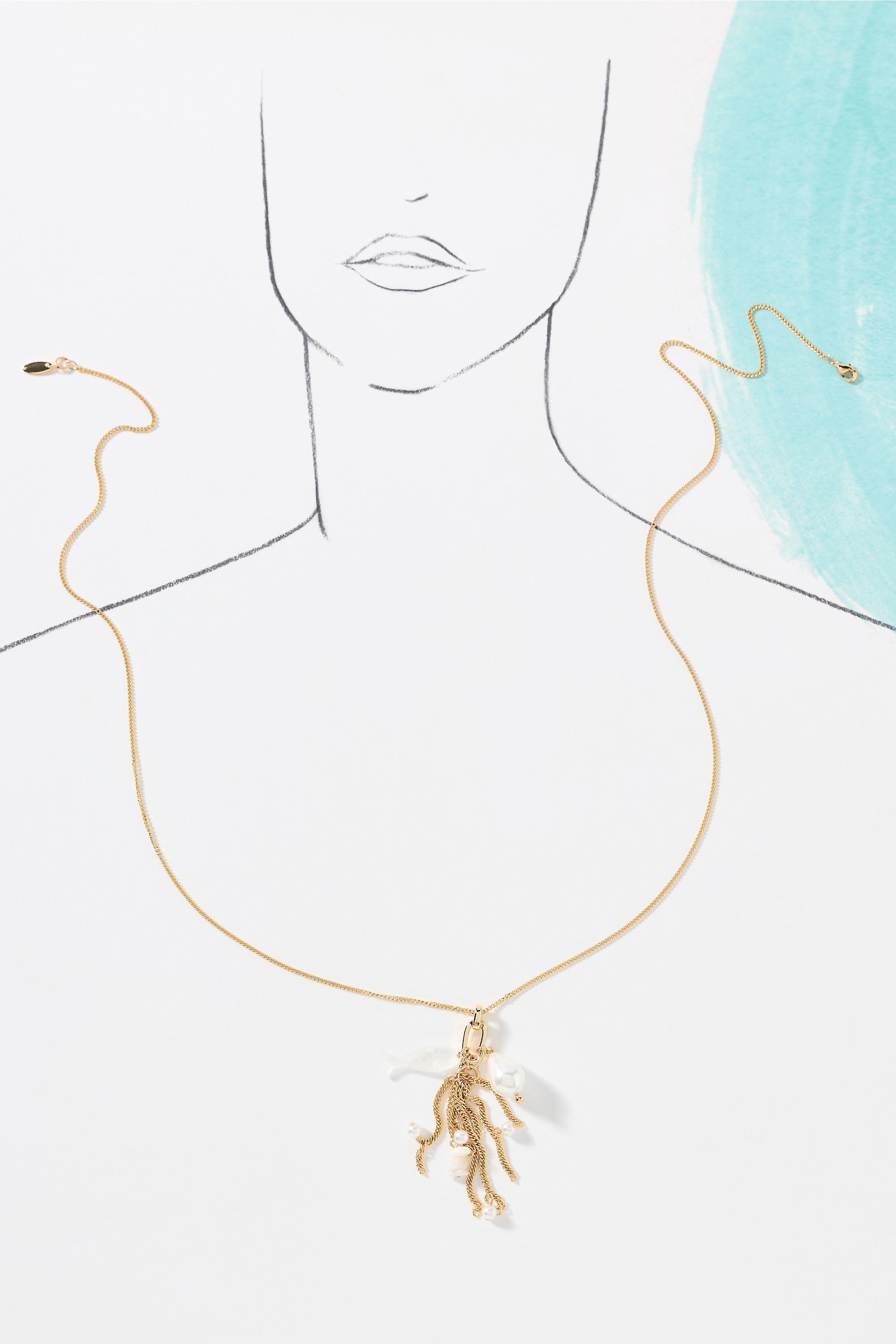 Gold-Plated Pearl Tassel Drop Necklace, Gold, Gold, large image number 2