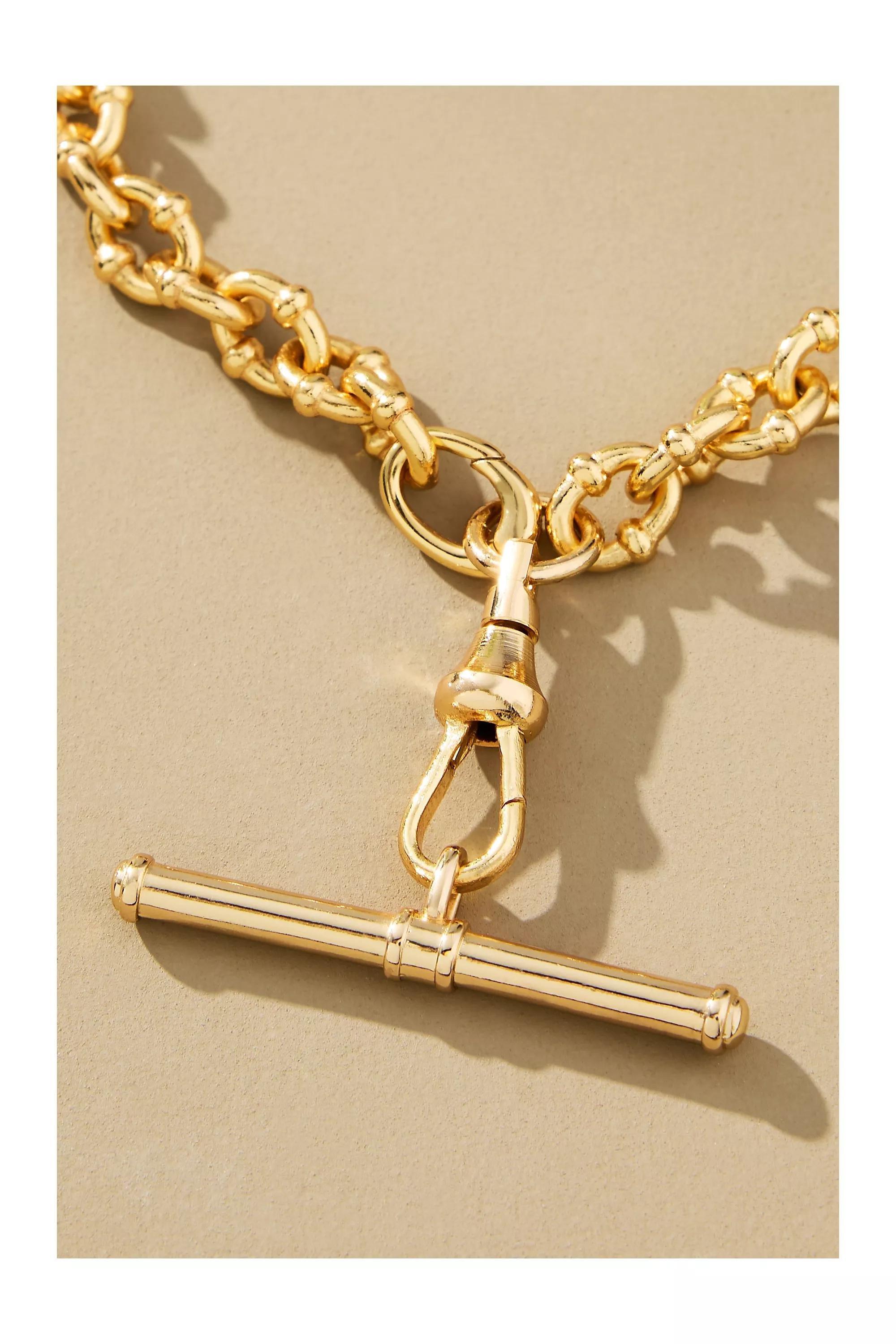 Gold-Plated Chunky Bar Charm Necklace, A501_0070, large image number 1