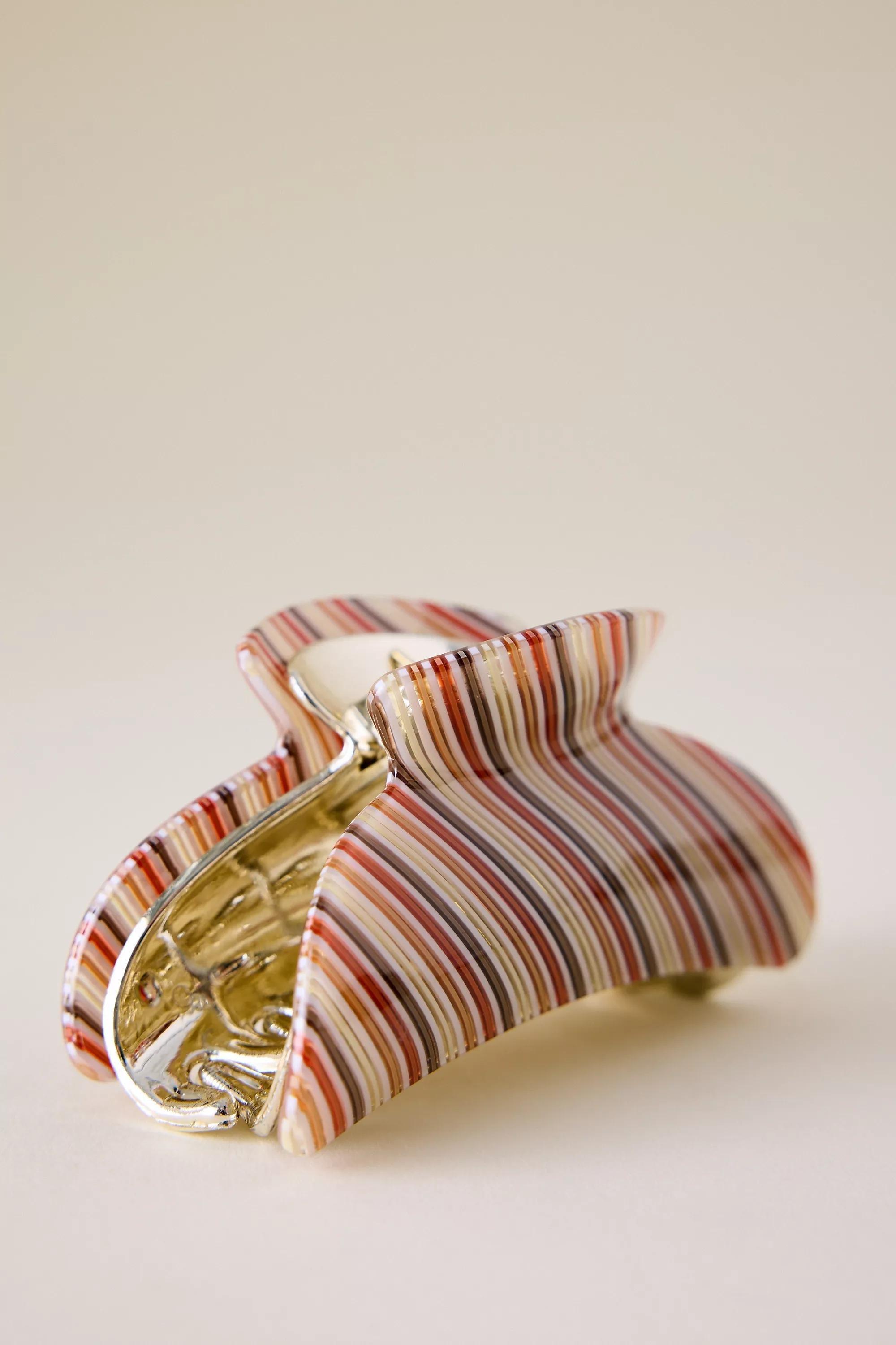 Pattern Stripe Resin Hair Claw Clip, Neutral, A501_0015, large image number 1