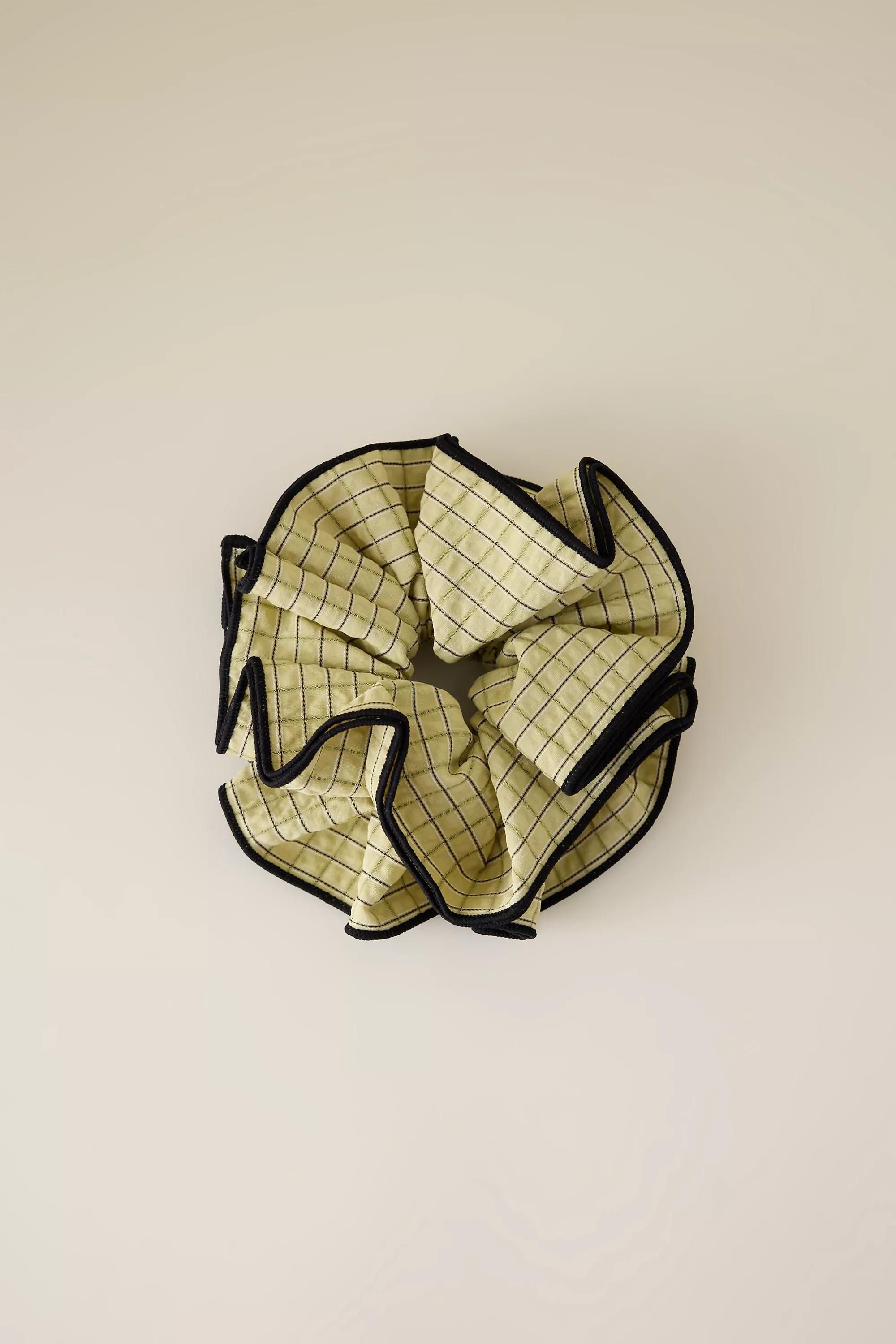 Checked Hair Scrunchie, Green, A501_0038, large image number 0