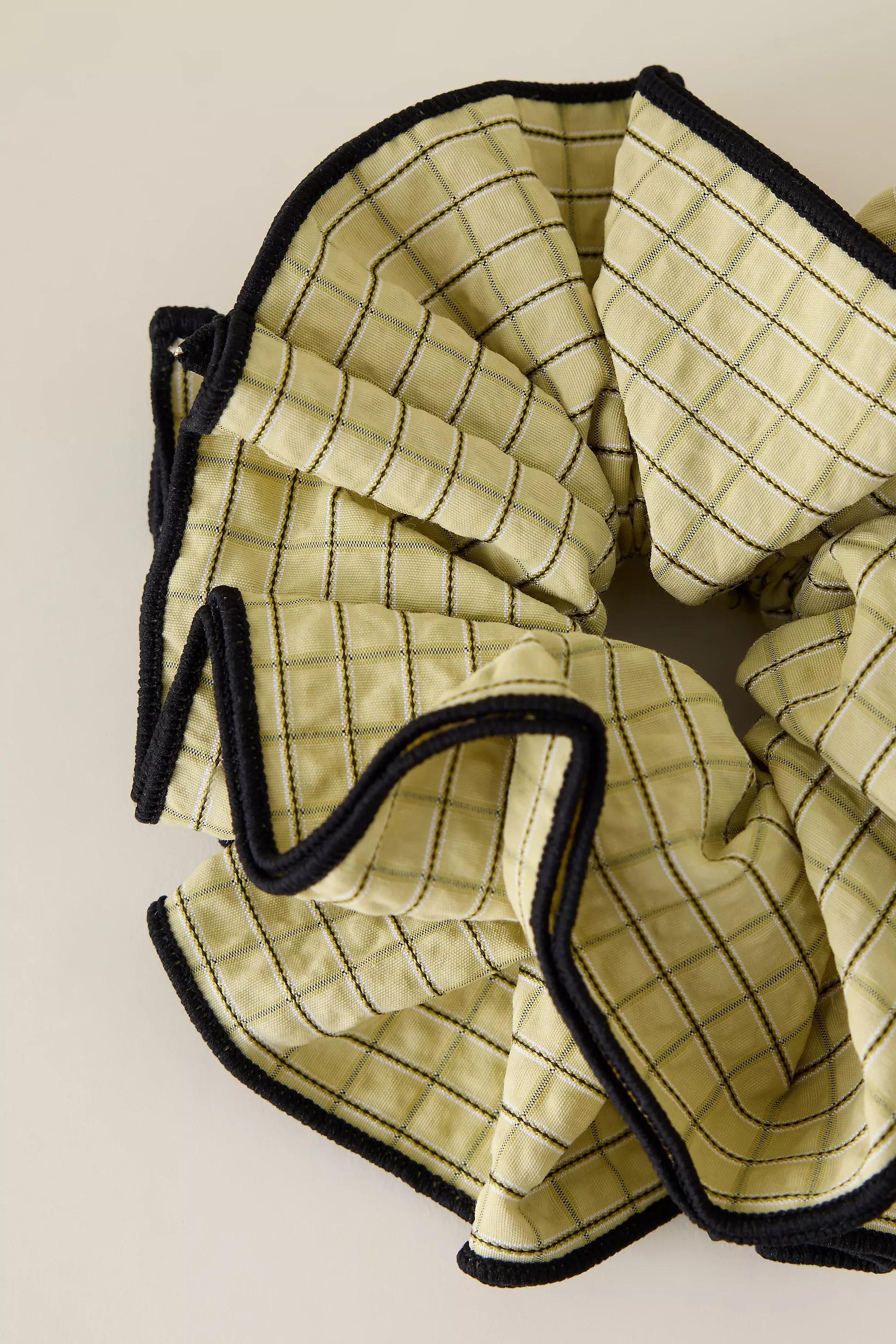 Checked Hair Scrunchie, Green, A501_0038, large image number 1