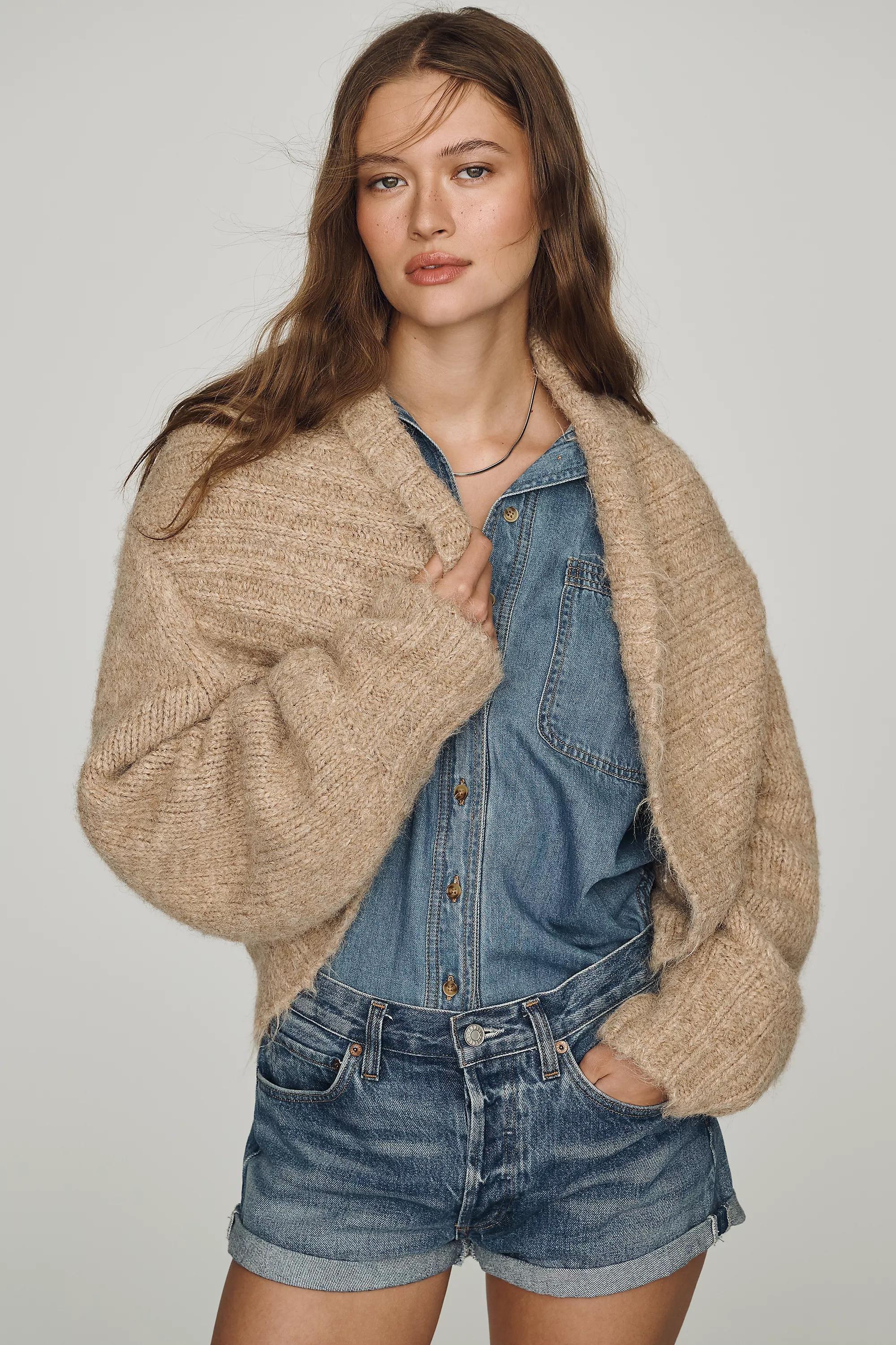 Mare Mare Cropped Shrug, Brown, Brown, medium