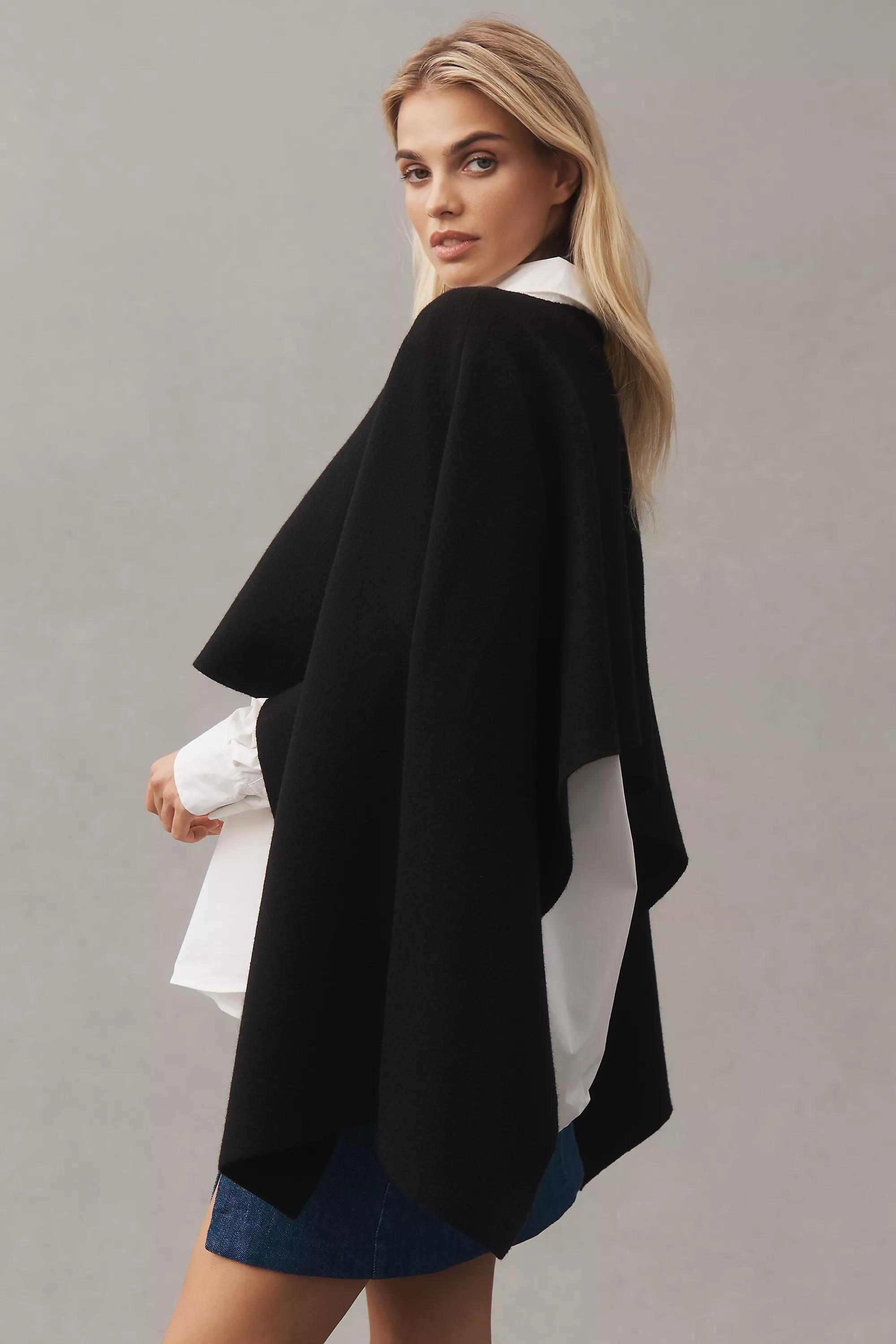 Mare Knit Poncho, Black, A501_0001, medium